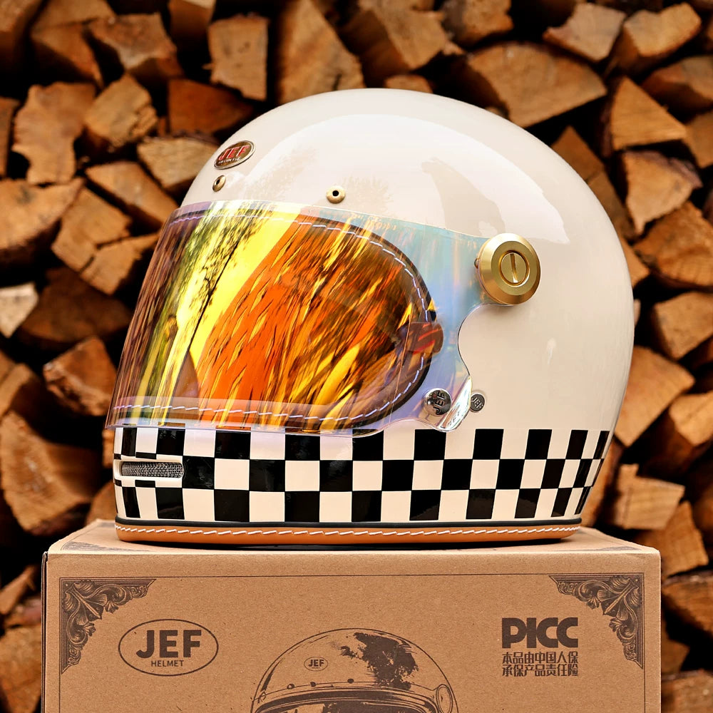 Taiwan JEF motorcycle helmet retro full helmet 3C men's and women's pedal Lego cap-covered locomotive cruising four seasons helmet