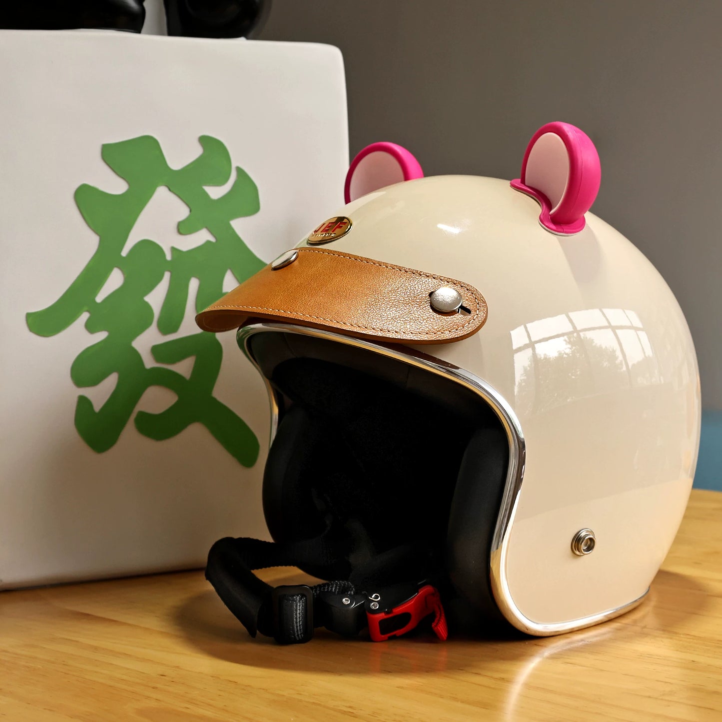 Taiwan JEF retro helmet little monster electric motorcycle hard hat locomotive riding three-quarters helmet men and women 3C