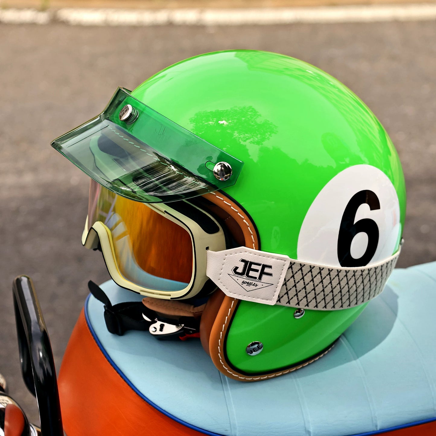 Taiwan JEF retro helmet female cruise motorcycle half helmet male personality 3C summer cool lining 3/4 helmet four seasons