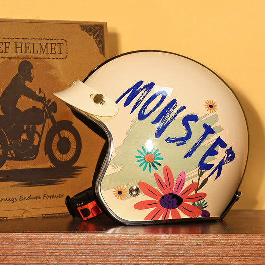 Taiwan JEF helmet retro 3/4 helmet little monster smiley face Django motorcycle hard hat unisex all seasons 3C