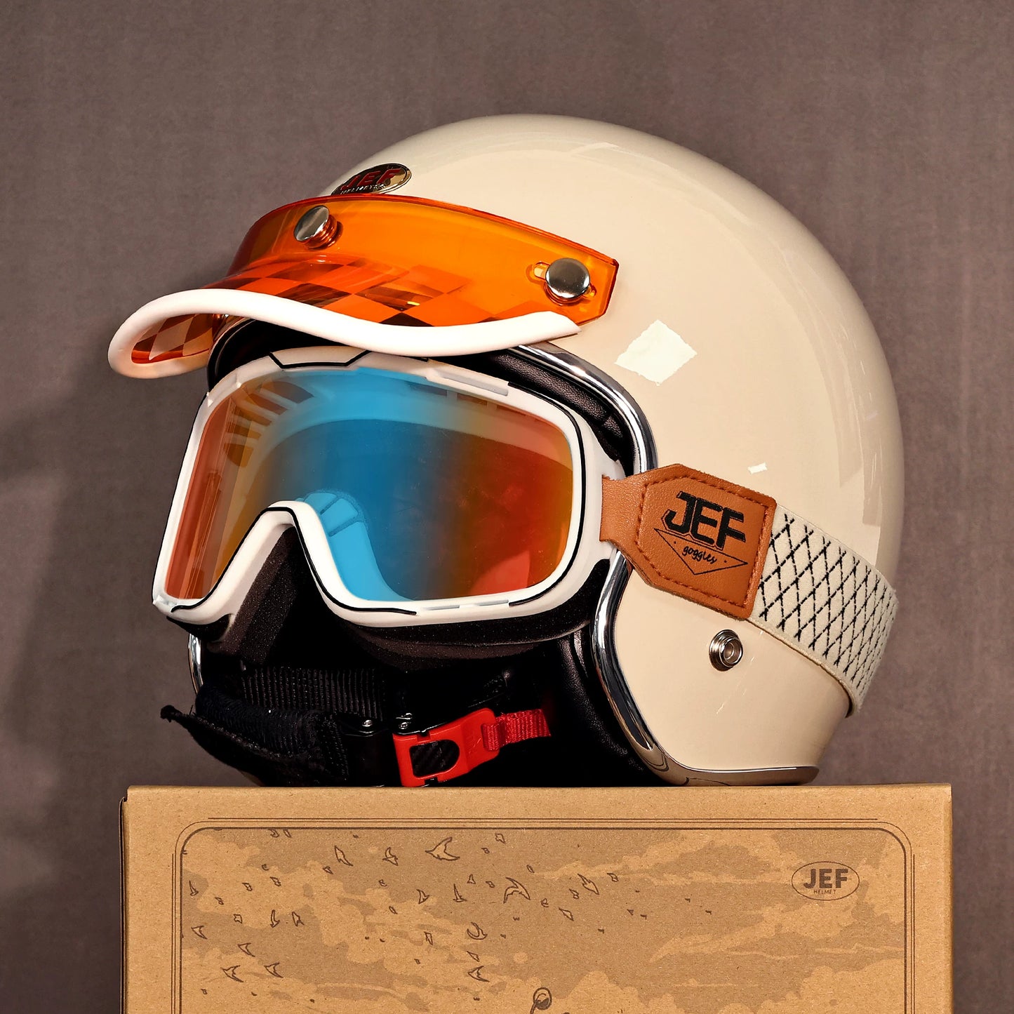 Taiwan JEF retro helmet scooter motorcycle 3/4 half helmet men's and women's four seasons cruise electric car hard hat 3C