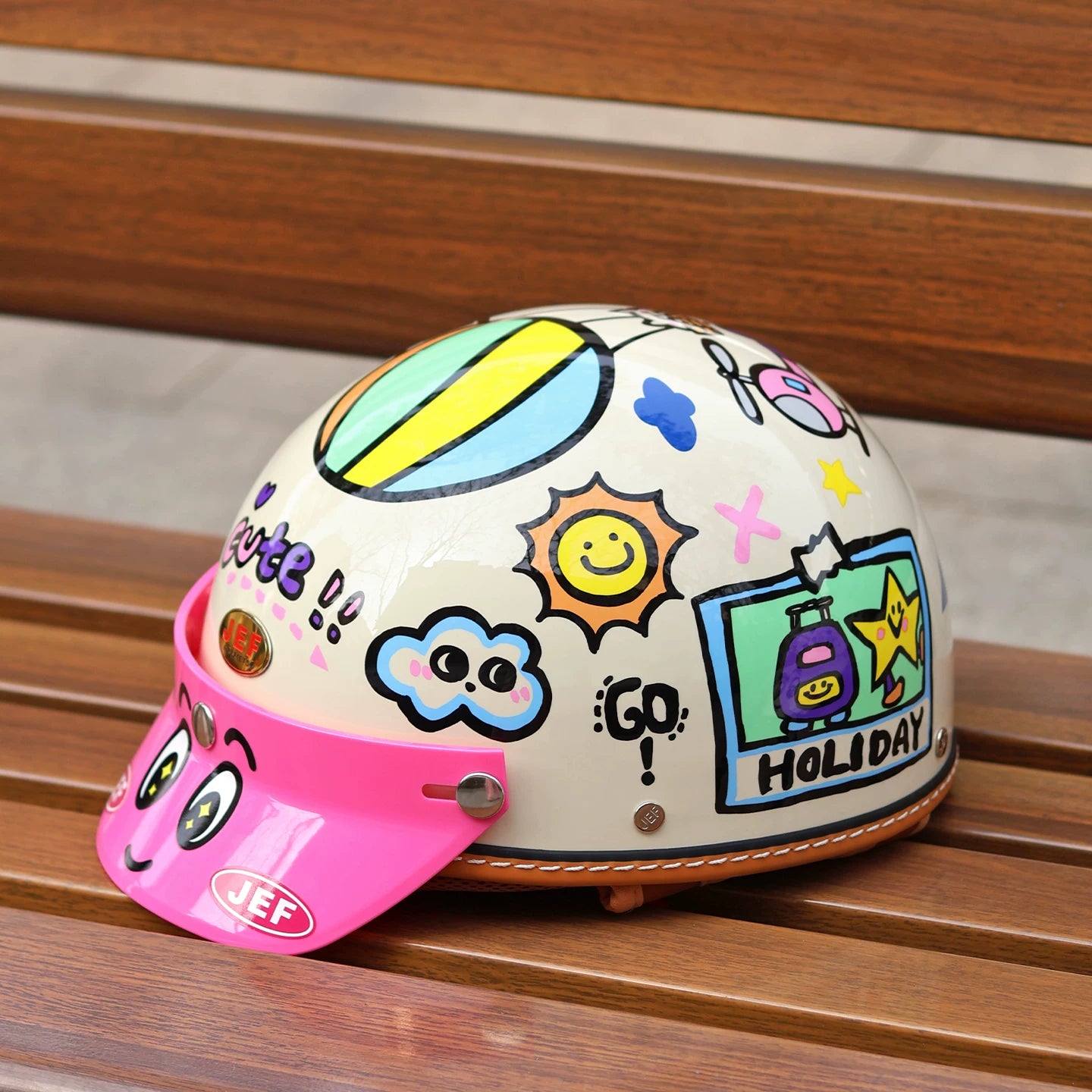 Taiwan JEF retro half helmet motorcycle locomotive men and women with the same summer scoop helmet electric cool lining light helmet 3C