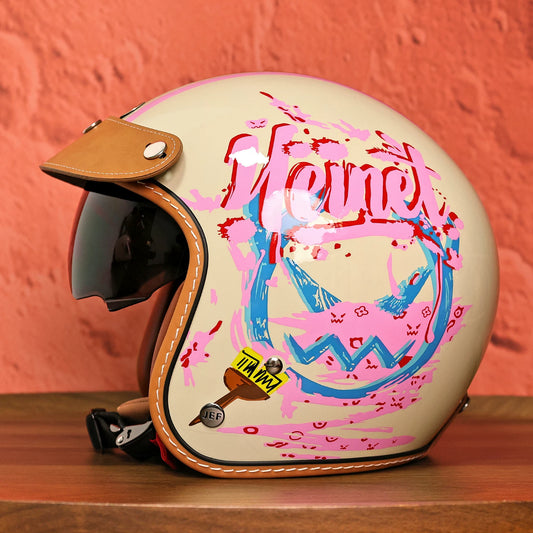 Taiwan JEF Retro Motorcycle Helmet Men's 3C Cool and Breathable Summer Helmet Electric Scooter 3/4 Helmet Women's High Value