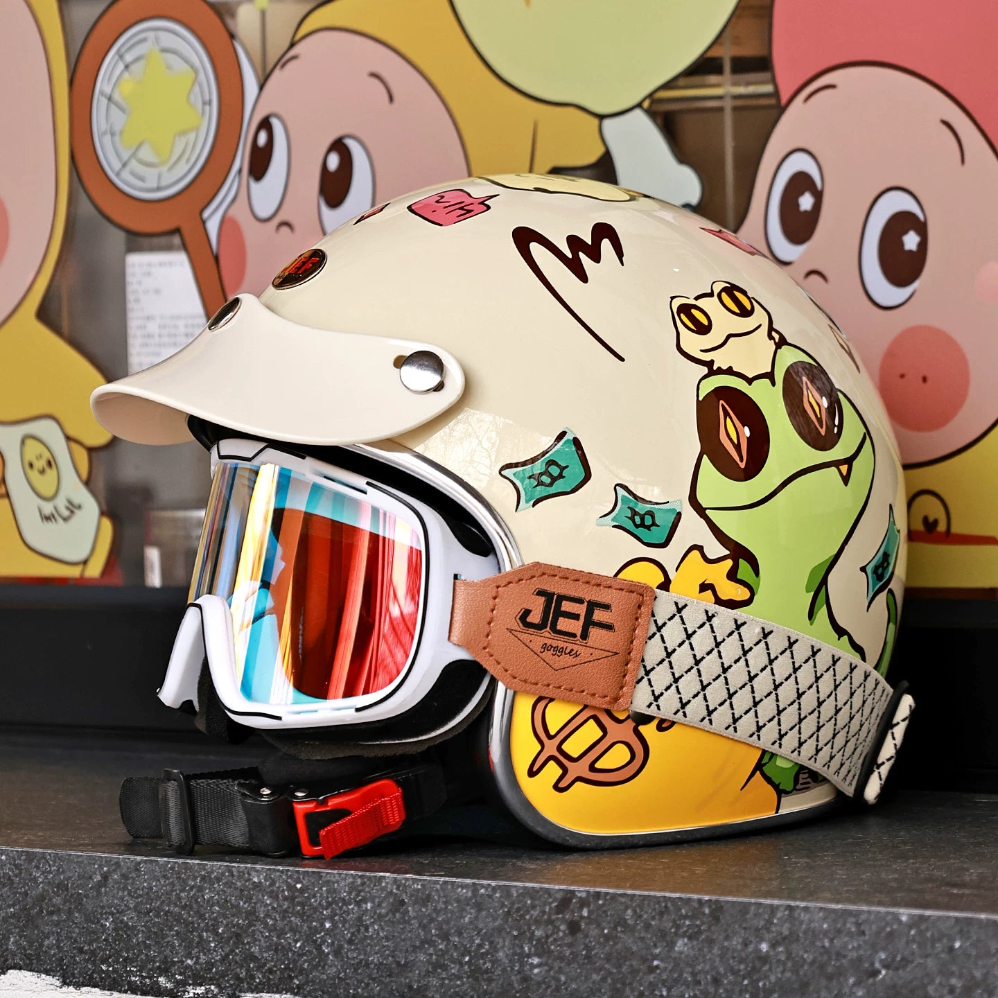 Taiwan JEF retro helmet men's and women's spring and summer electric pedal motorcycle riding helmet 3C three-quarter helmet