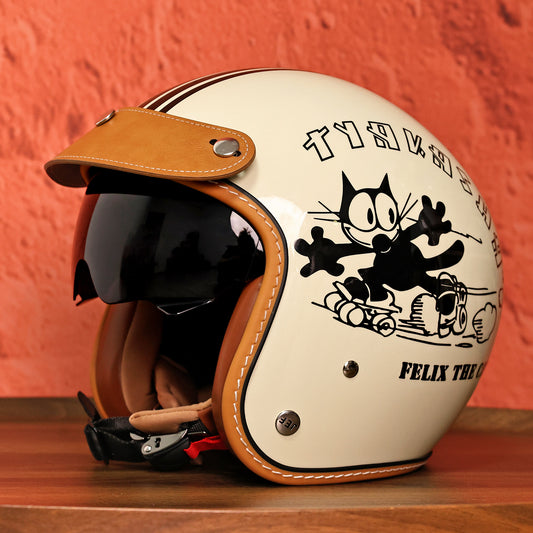 台湾JEF复古头盔摩托车3/4盔男女机车半盔美式巡航踏板盔夏