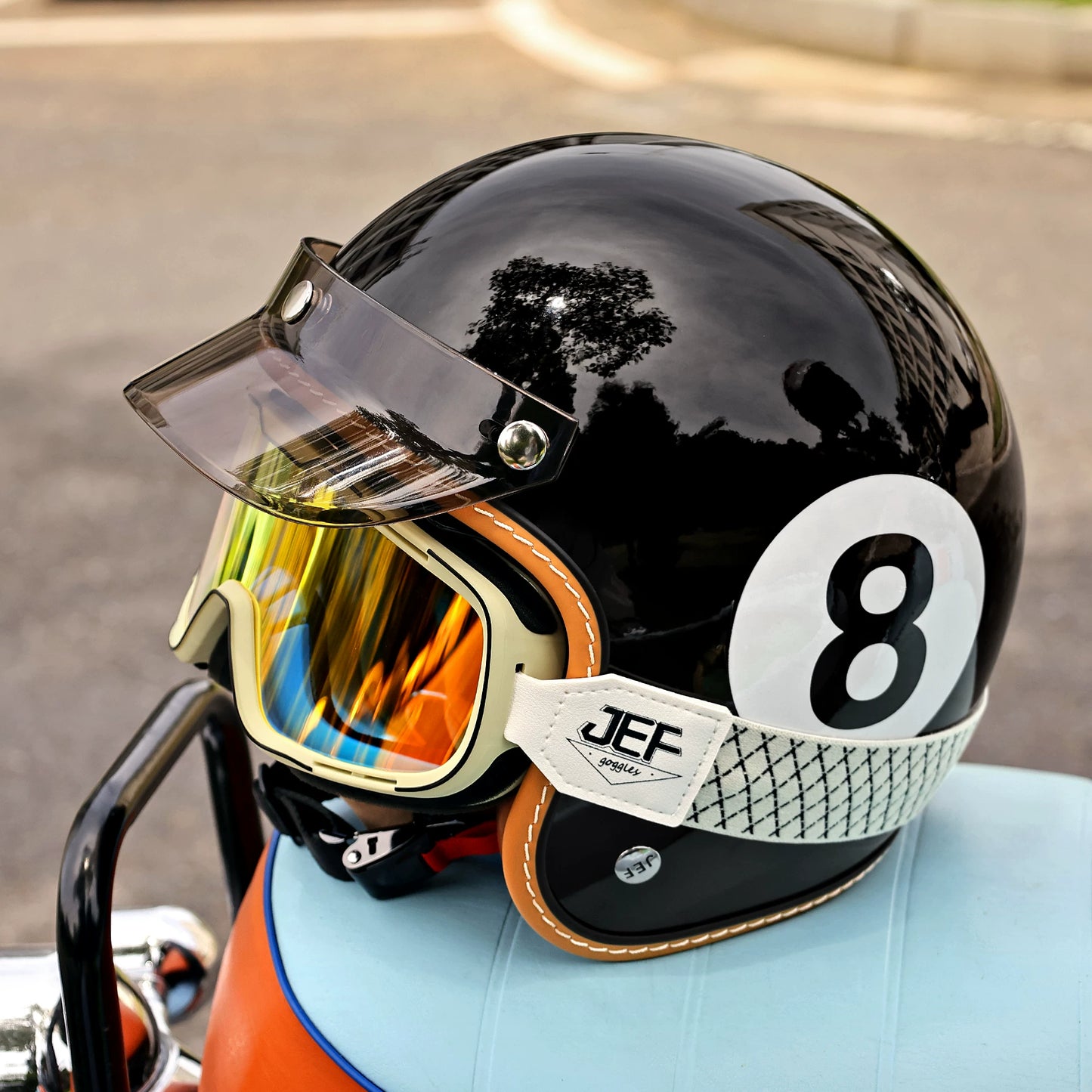 Taiwan JEF retro helmet female cruise motorcycle half helmet male personality 3C summer cool lining 3/4 helmet four seasons