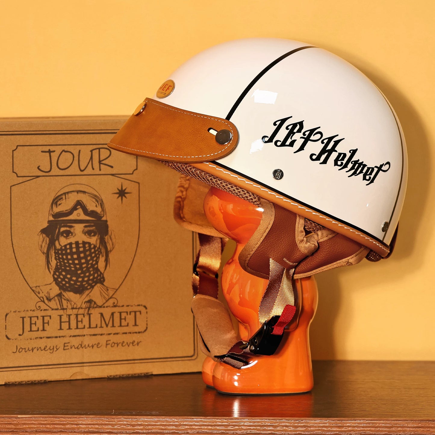 Taiwan JEF helmet retro half helmet pedal motorcycle electric lightweight 3C helmet summer men's and women's helmet