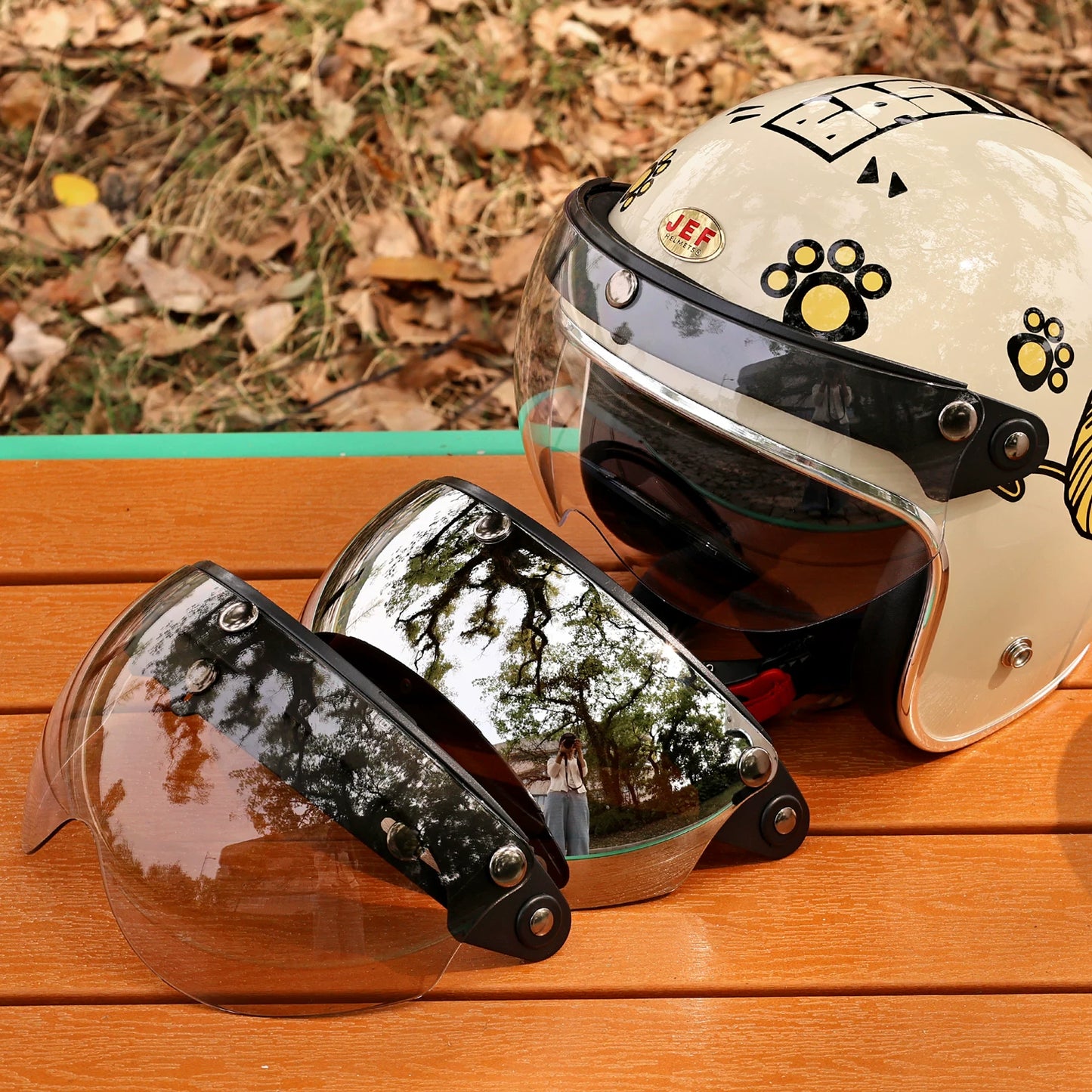 Taiwan JEF helmet, goggles, pilot W mirror, three-button lens, sun protection, UV protection, UV protection, enhanced wear resistance