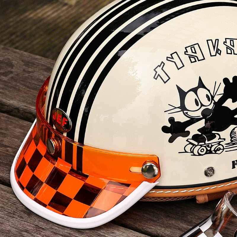 Taiwan retro brim motorcycle helmet checkerboard brim sun visor accessories universal small helmet body daisy tongue