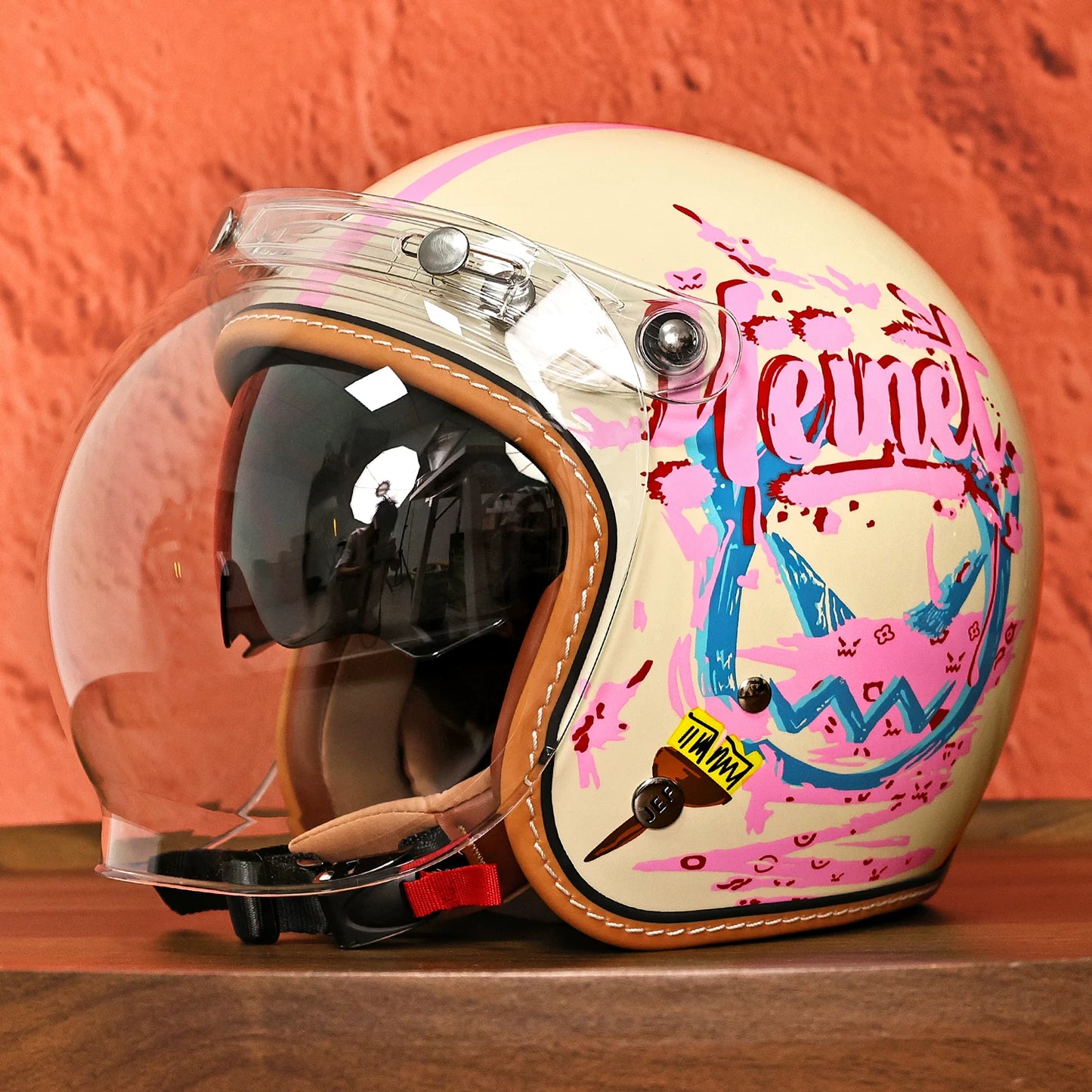 Taiwan JEF helmet motorcycle retro helmet men's 3C cool and breathable summer helmet electric motorcycle pedal 3/4 helmet women's high value