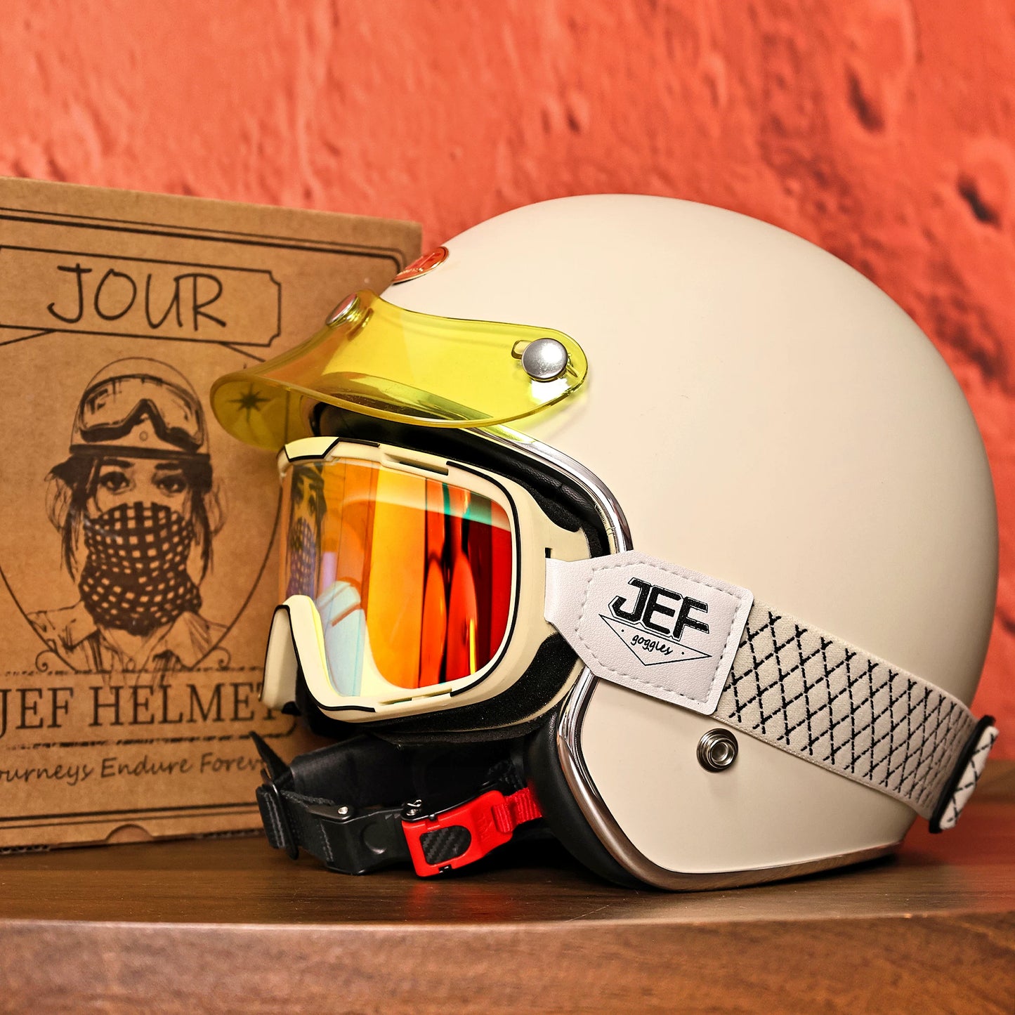 Taiwan JEF retro 3/4 helmet Vespa Django scooter motorcycle half helmet men's and women's four-season cycling helmet