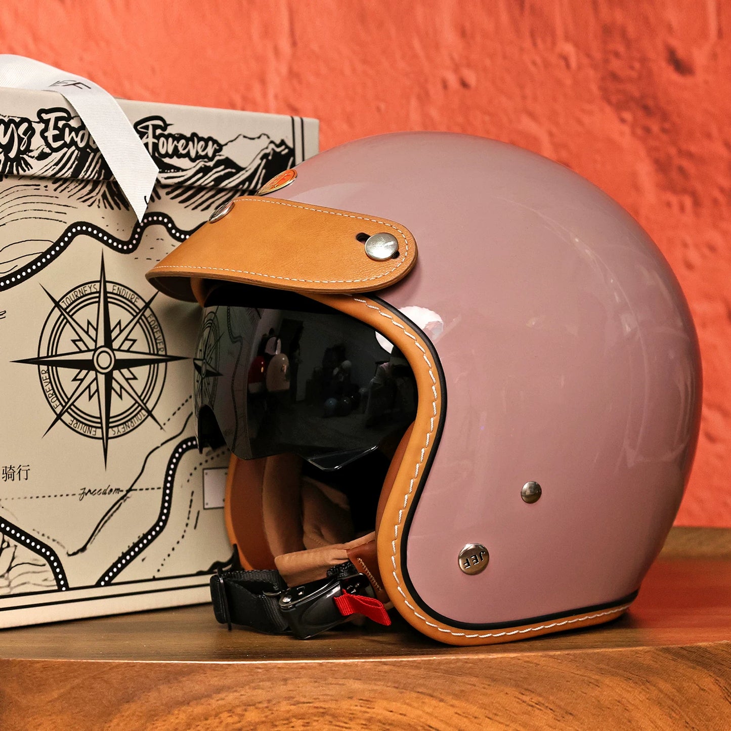 Taiwan JEF motorcycle helmet retro helmet men's 3C cool feeling lining summer helmet locomotive pedal 3/4 helmet women's high value