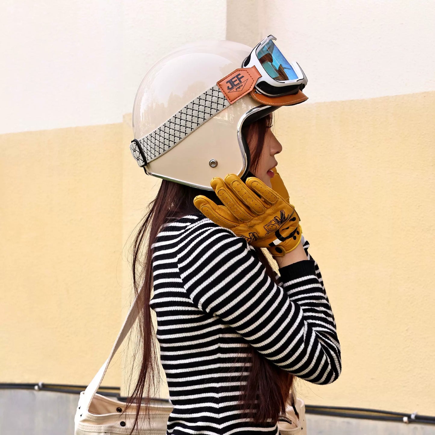 Taiwan JEF retro helmet scooter motorcycle 3/4 half helmet men's and women's four seasons cruise electric car hard hat 3C
