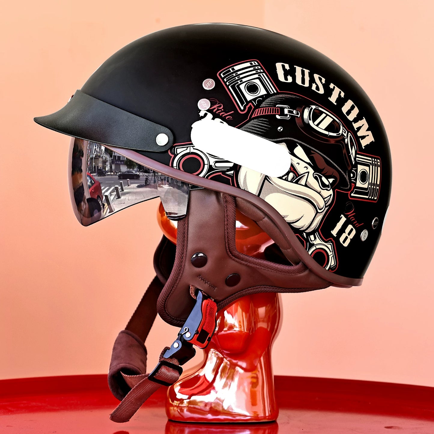 Taiwan JEF retro cruise locomotive helmet men's and women's electric motorcycle 3C four-season half helmet Japanese pedal scoop helmet