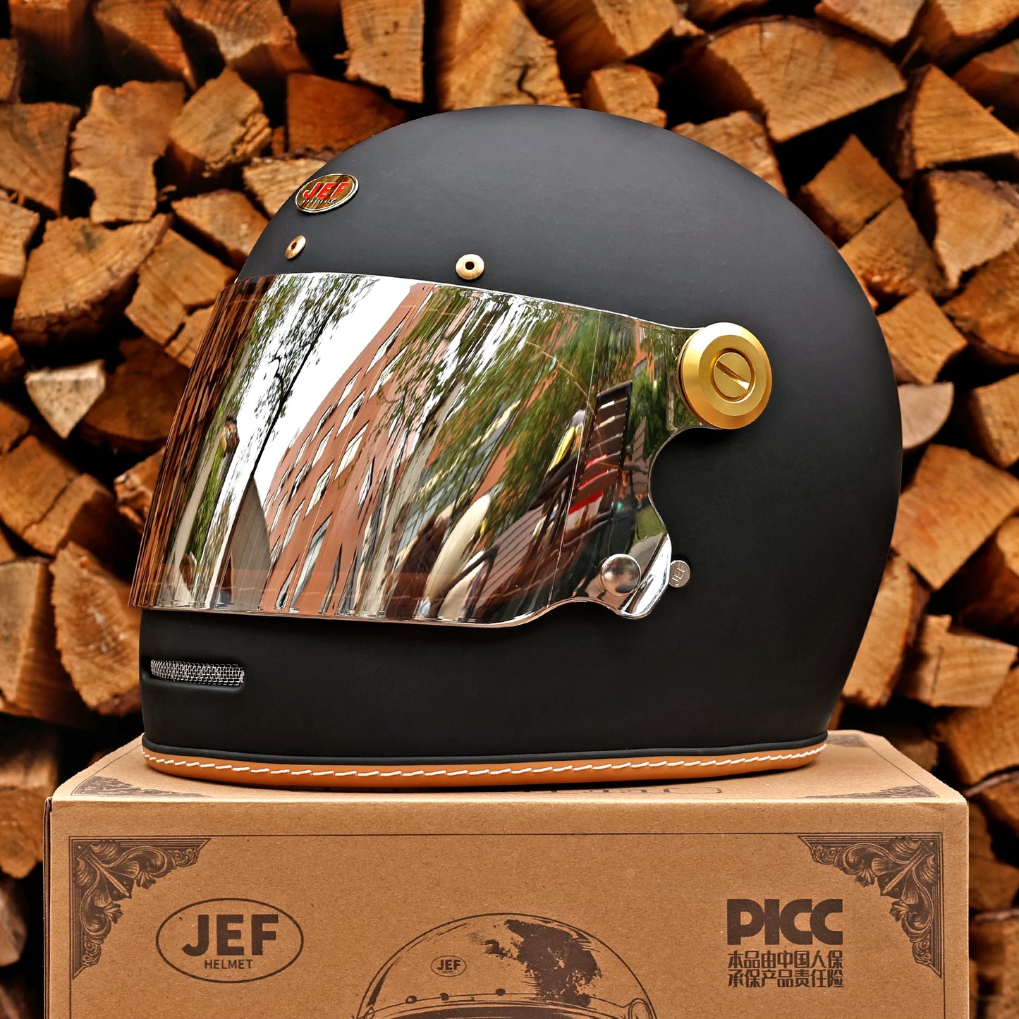 Taiwan JEF motorcycle helmet retro full helmet 3C men's and women's pedal Lego cap-covered locomotive cruising four seasons helmet