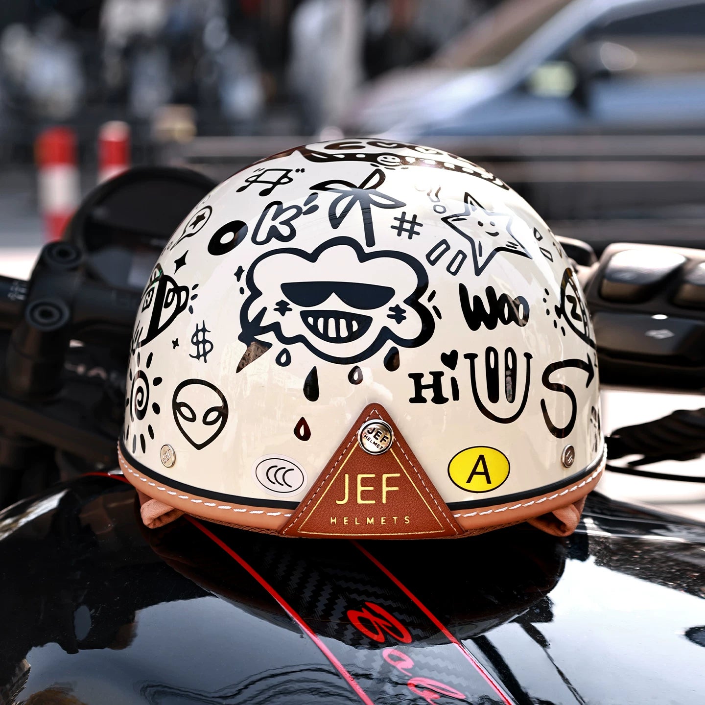 Taiwan JEF motorcycle helmet retro cruise locomotive men and women electric vehicle pedal half helmet summer 3C scoop helmet