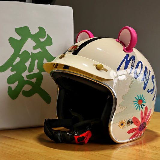 Taiwan JEF retro helmet little monster electric motorcycle hard hat locomotive riding three-quarters helmet men and women 3C