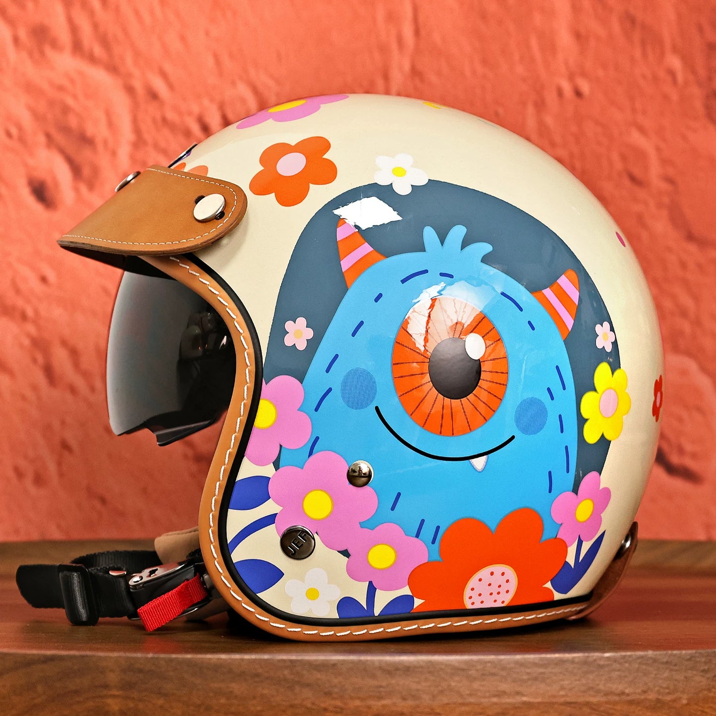 Taiwan JEF helmet retro riding 3C hard hat cartoon cute parent-child helmet men's and women's electric motorcycle 3/4 helmet