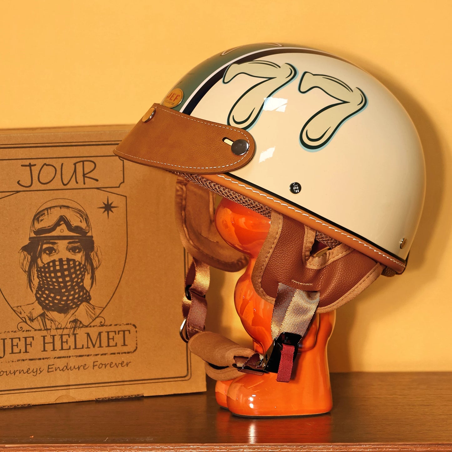 Taiwan JEF helmet retro half helmet pedal motorcycle electric lightweight 3C helmet summer men's and women's helmet