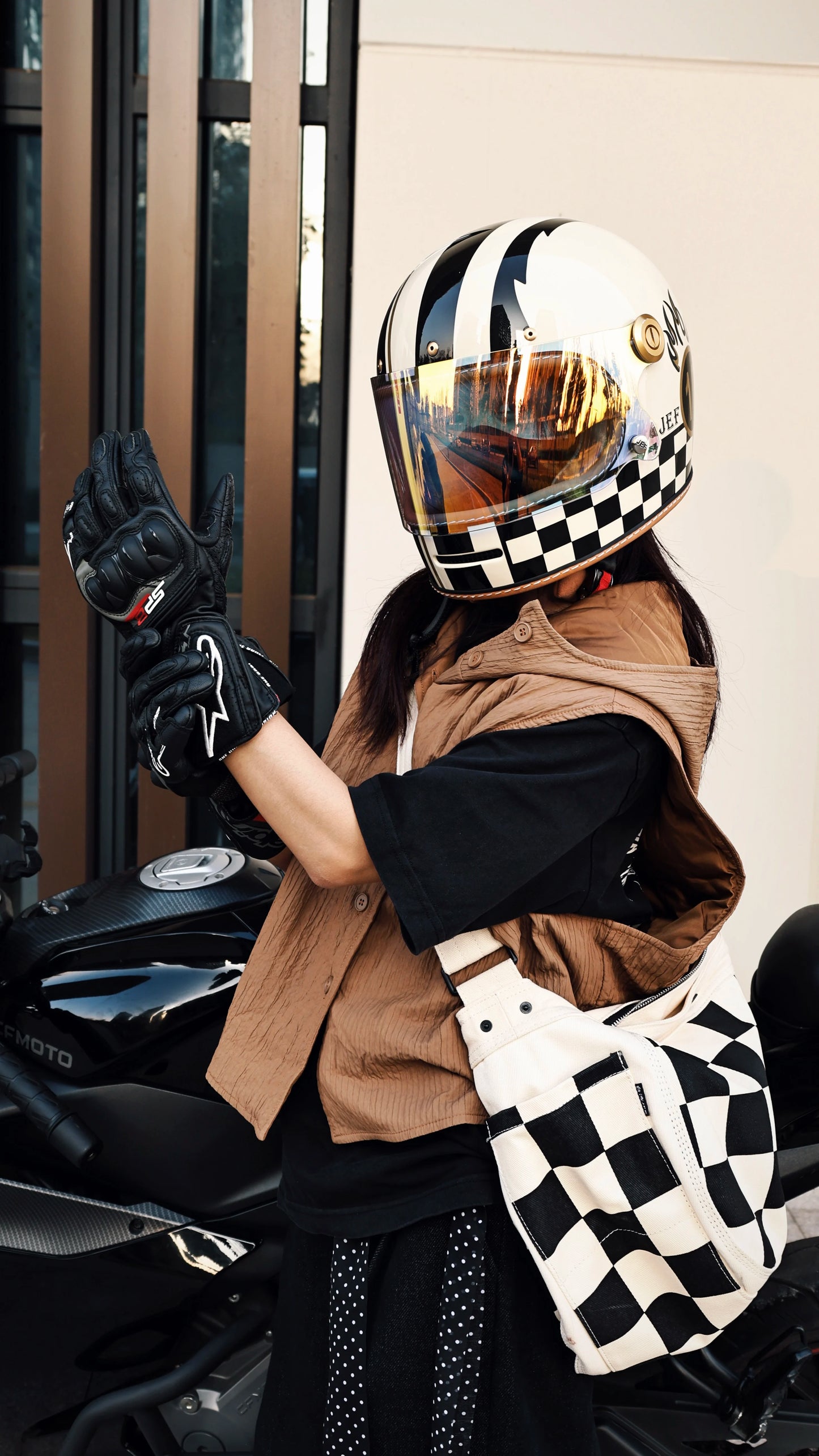 Taiwan JEF retro Lego full helmet autumn and winter small helmet body unisex locomotive motorcycle helmet 3C four-season helmet