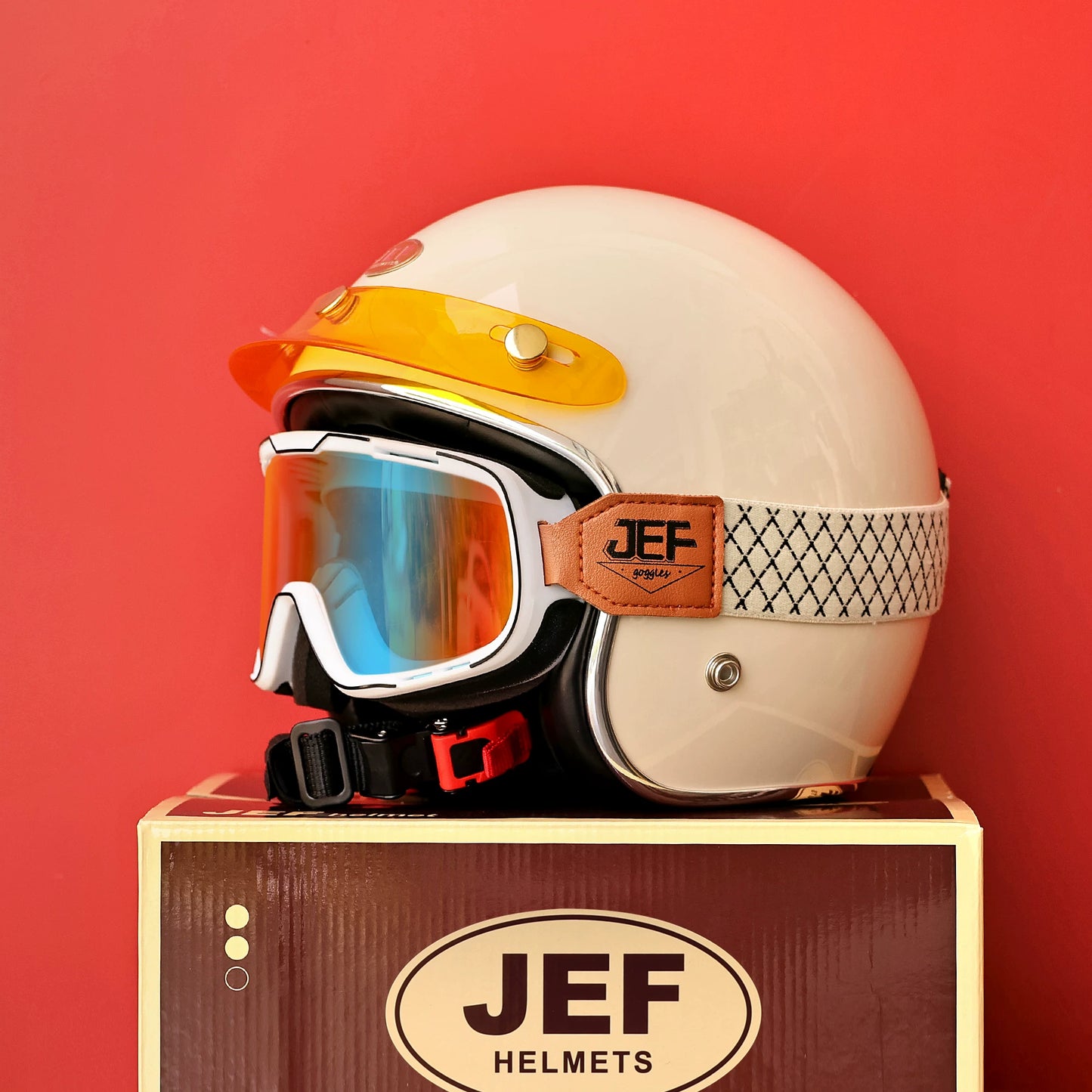 Taiwan JEF retro helmet scooter motorcycle 3/4 half helmet men's and women's four seasons cruise electric car hard hat 3C