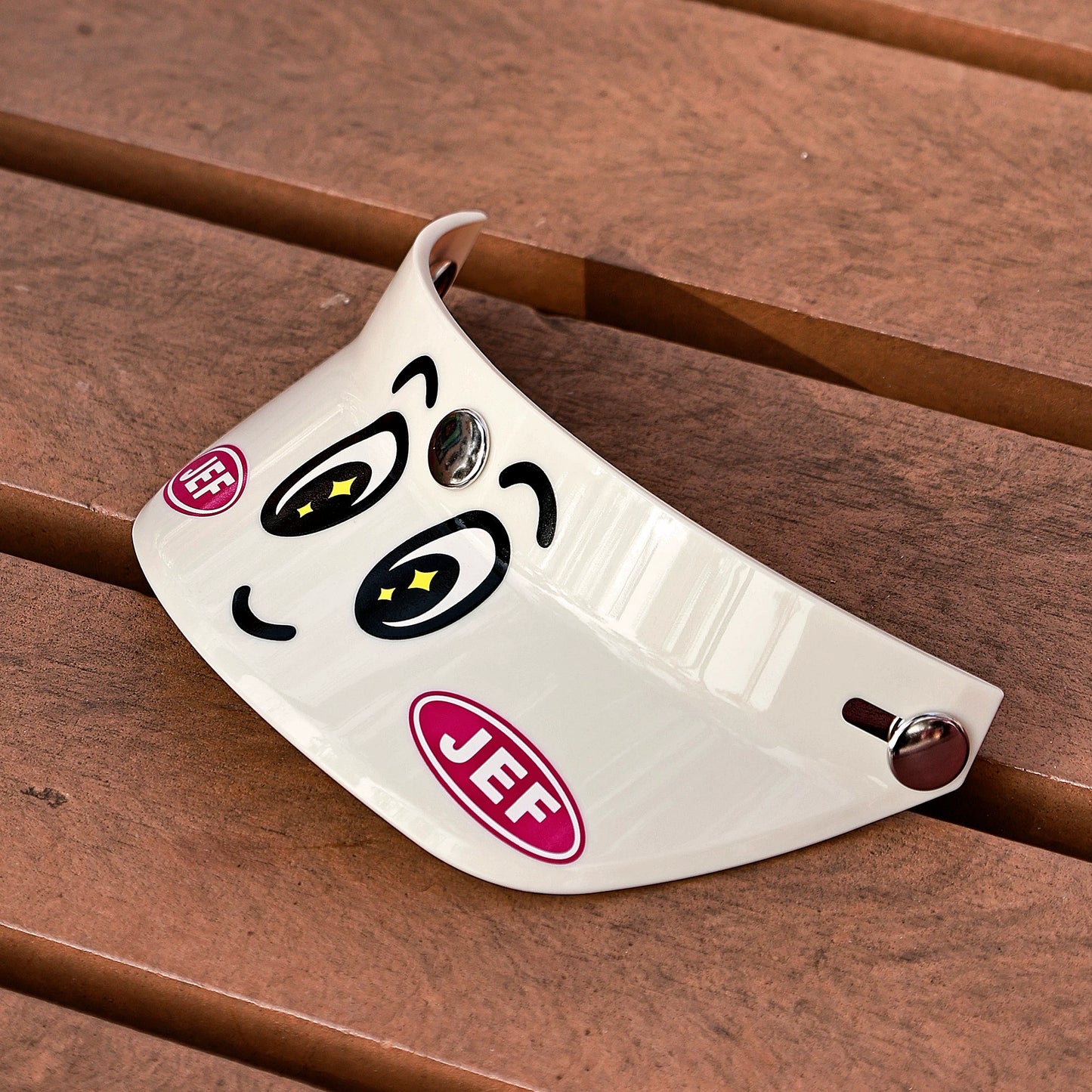 Taiwan JEF retro locomotive half helmet 3/4 helmet tongue cartoon smiley face visor pink big-eyed boy helmet brim