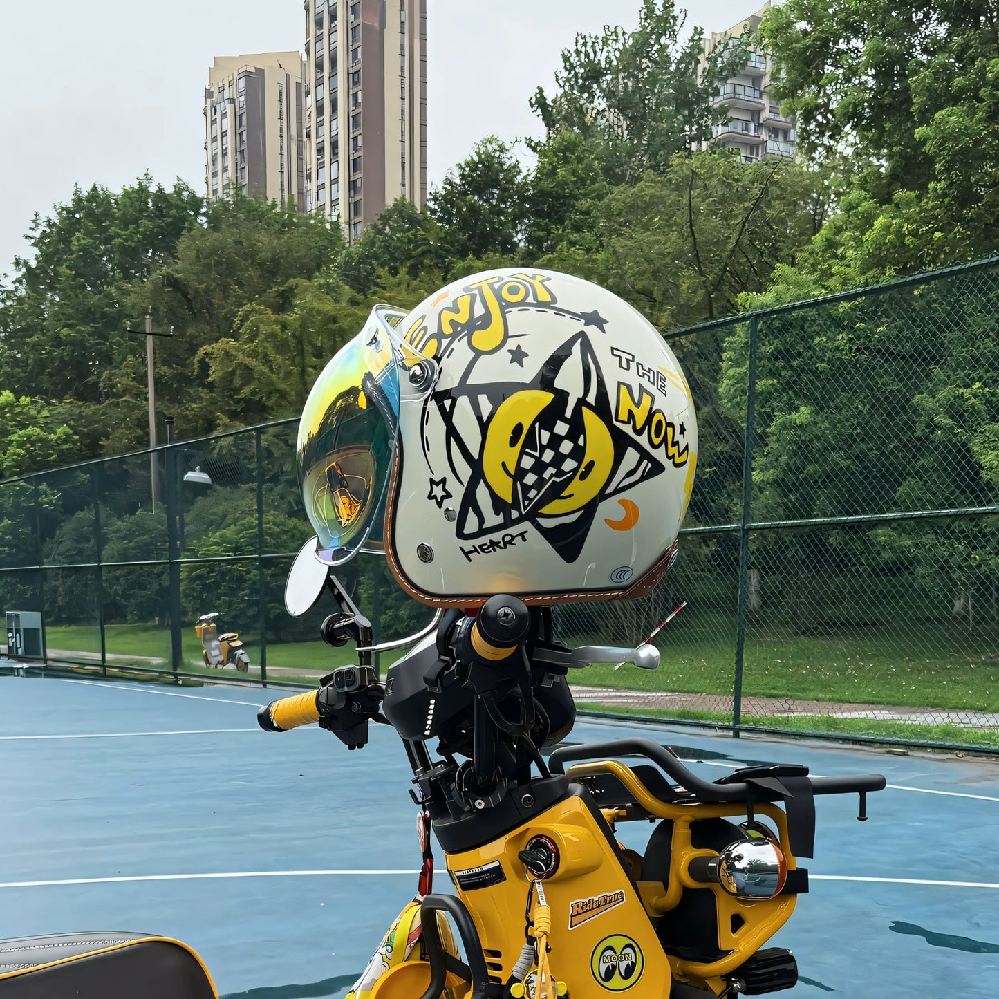 Taiwan JEF helmet retro half helmet cartoon 3/4 helmet men and women 3C electric motorcycle riding parent-child helmet four seasons