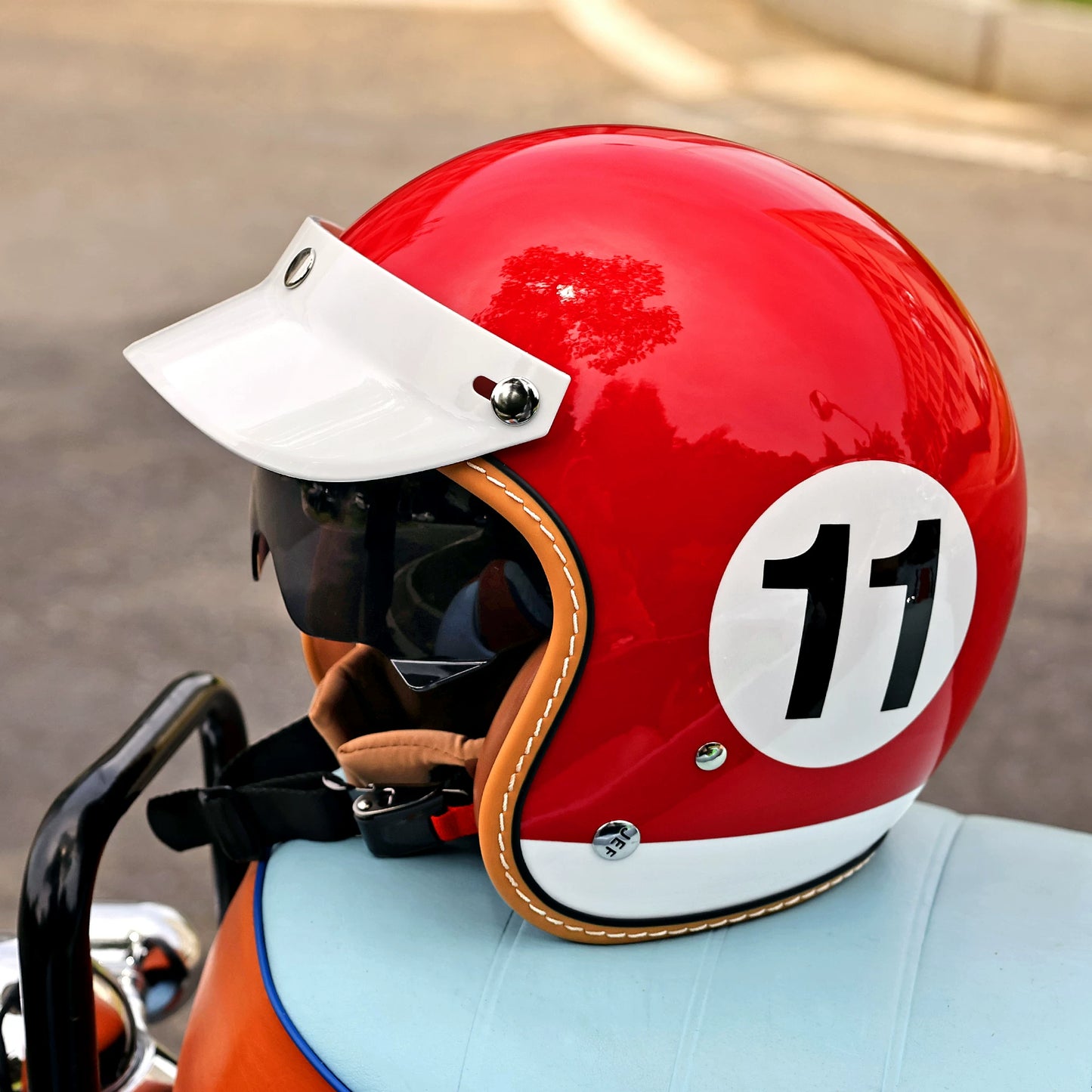Taiwan JEF retro helmet female cruise motorcycle half helmet male personality 3C summer cool lining 3/4 helmet four seasons