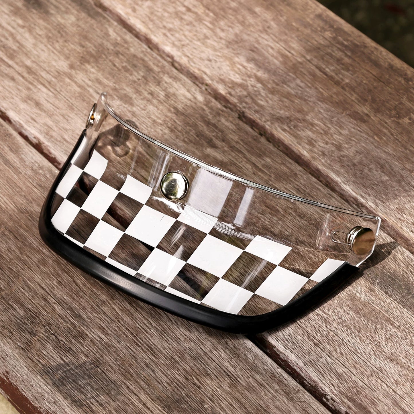 Taiwan retro brim motorcycle helmet checkerboard brim sun visor accessories universal small helmet body daisy tongue