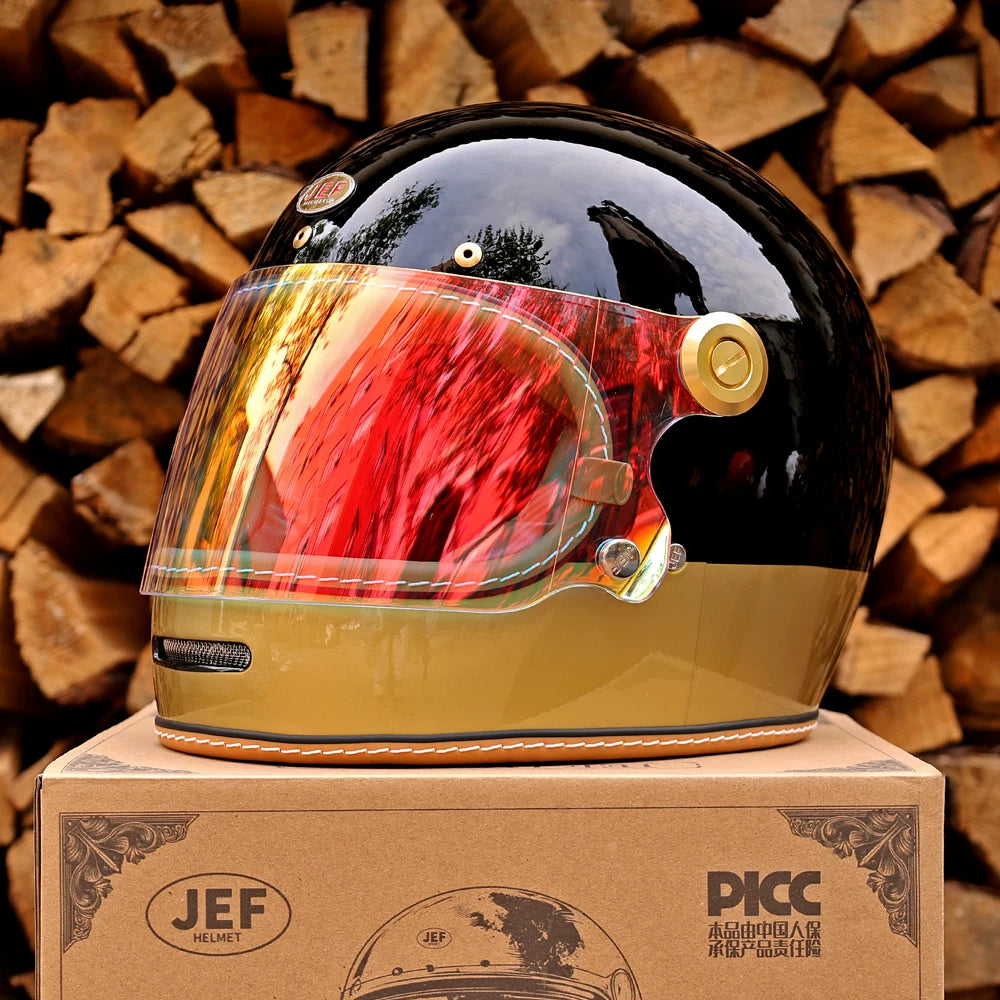 Taiwan JEF motorcycle helmet retro full helmet 3C men's and women's pedal Lego cap-covered locomotive cruising four seasons helmet