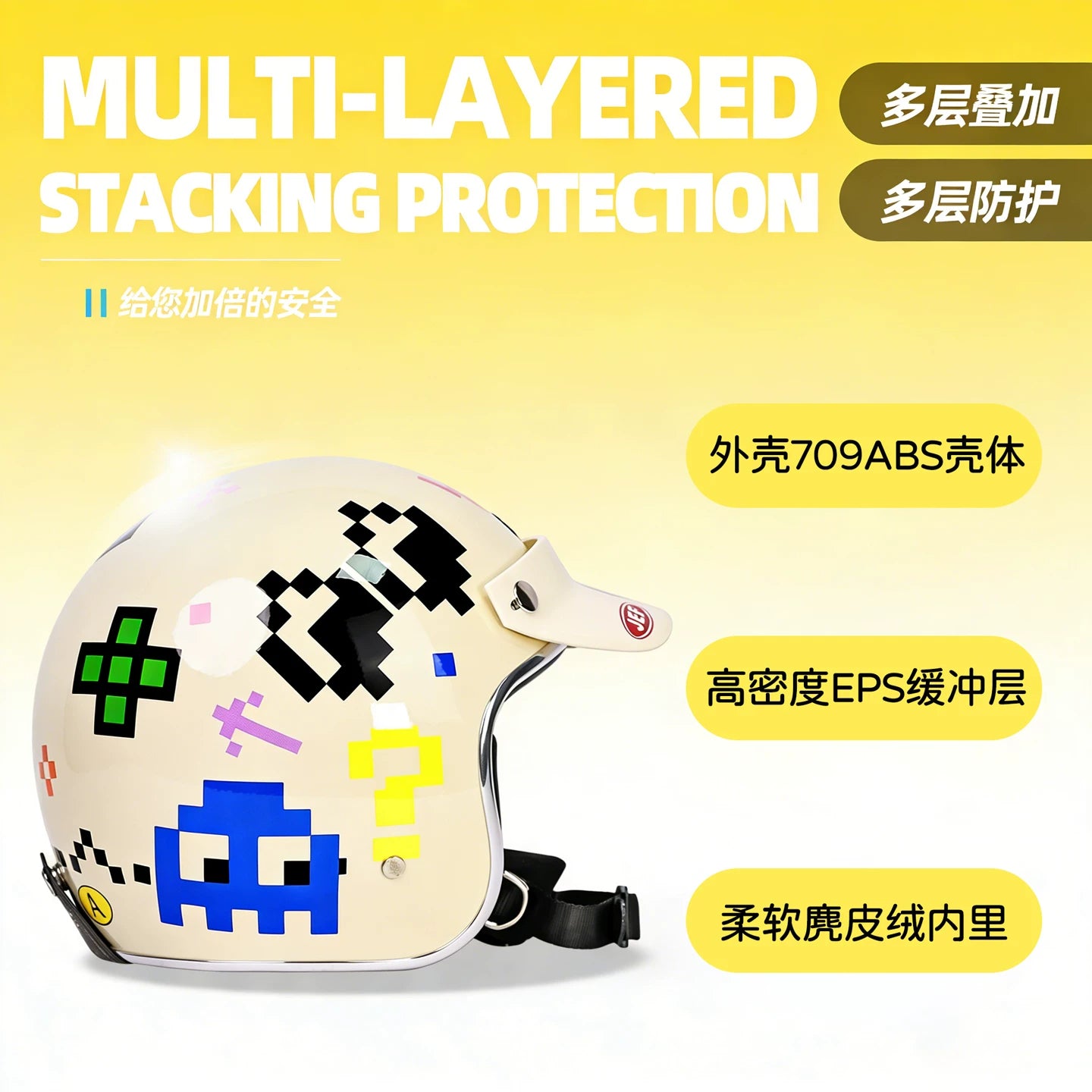 Taiwan JEF retro helmet 3C motorcycle electric scooter pedal 3/4 small helmet body men and women riding four seasons graffiti helmet
