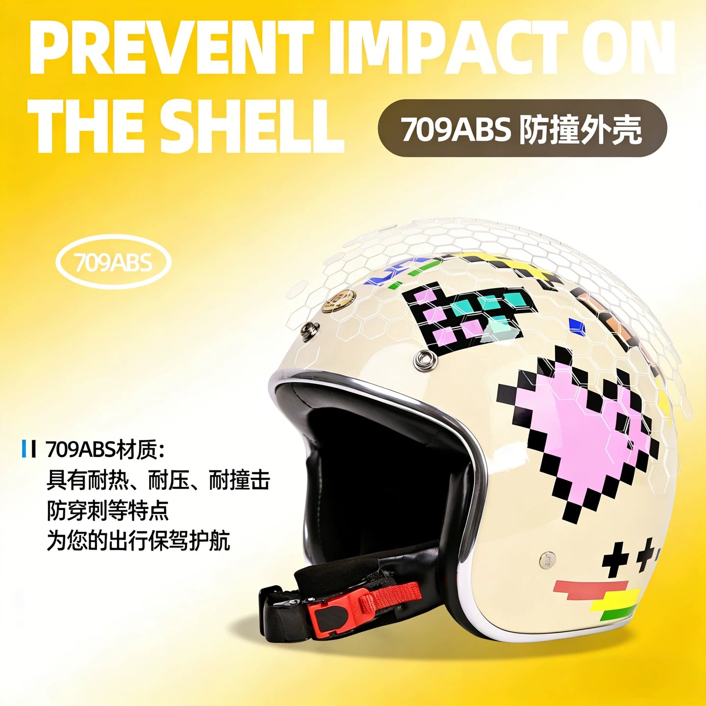 Taiwan JEF retro helmet 3C motorcycle electric scooter pedal 3/4 small helmet body men and women riding four seasons graffiti helmet