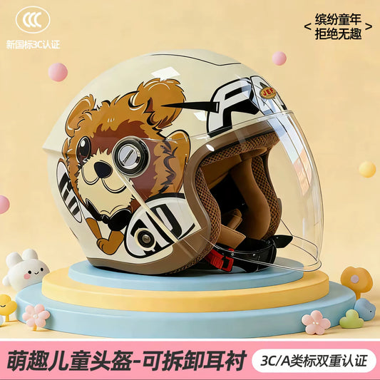 Taiwan JEF Children's Safety Helmet 3C Boys and Girls Winter Warm 3/4 Helmet Class A PICC Cartoon Cute Four Seasons