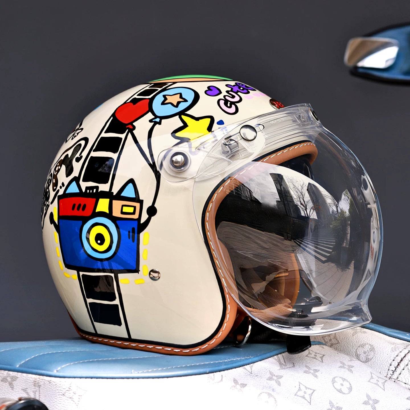 Taiwan JEF retro motorcycle helmet female summer pedal electric car male cruise locomotive three-quarter half helmet 3C