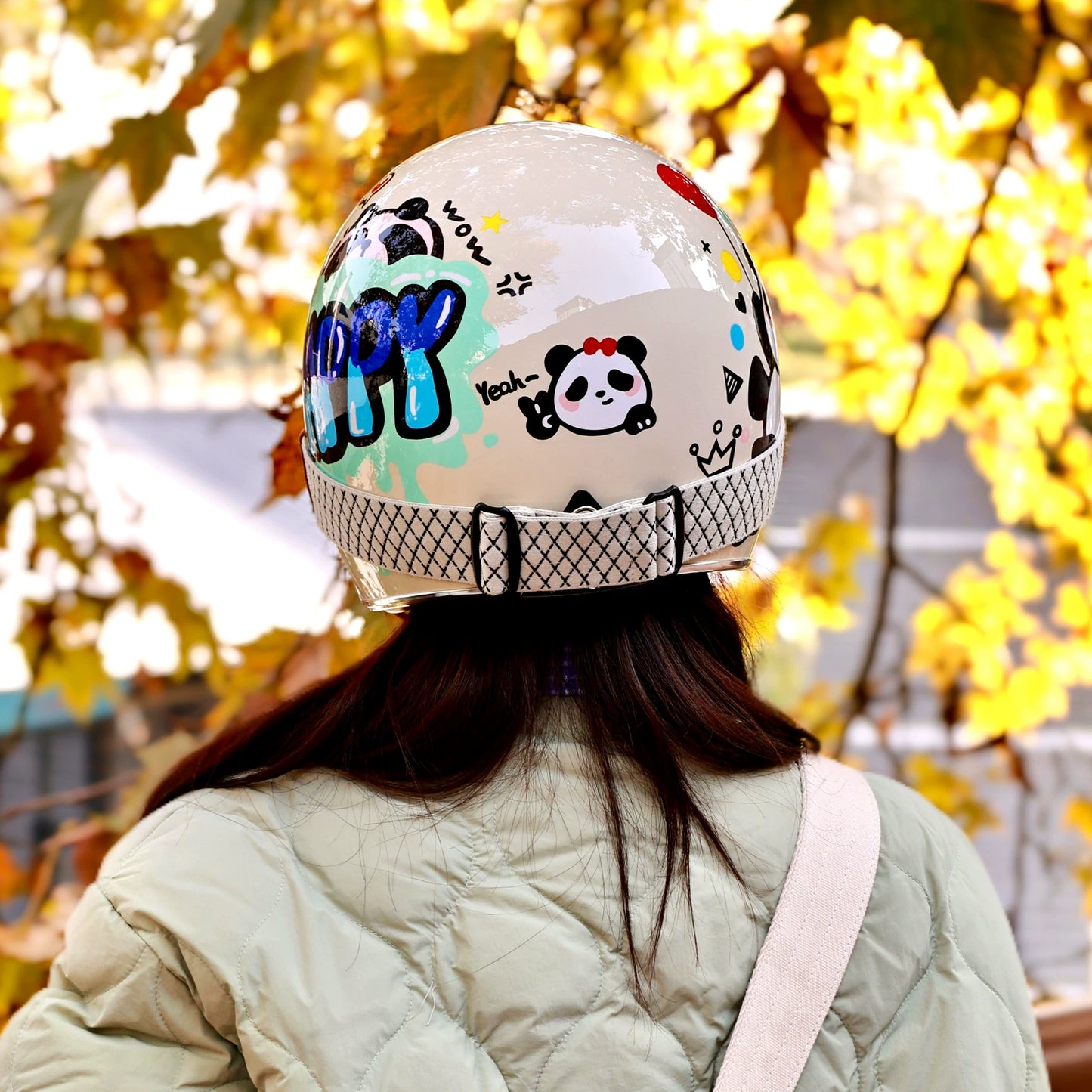 Taiwan JEF retro pedal motorcycle helmet 3C men's and women's winter warm three-quarters helmet cute four-season helmet