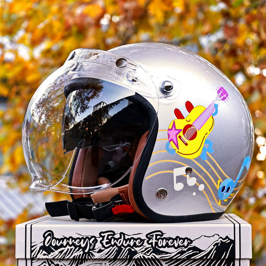 Taiwan JEF motorcycle retro helmet cruising three quarters locomotive half helmet men's and women's scooters winter warmth
