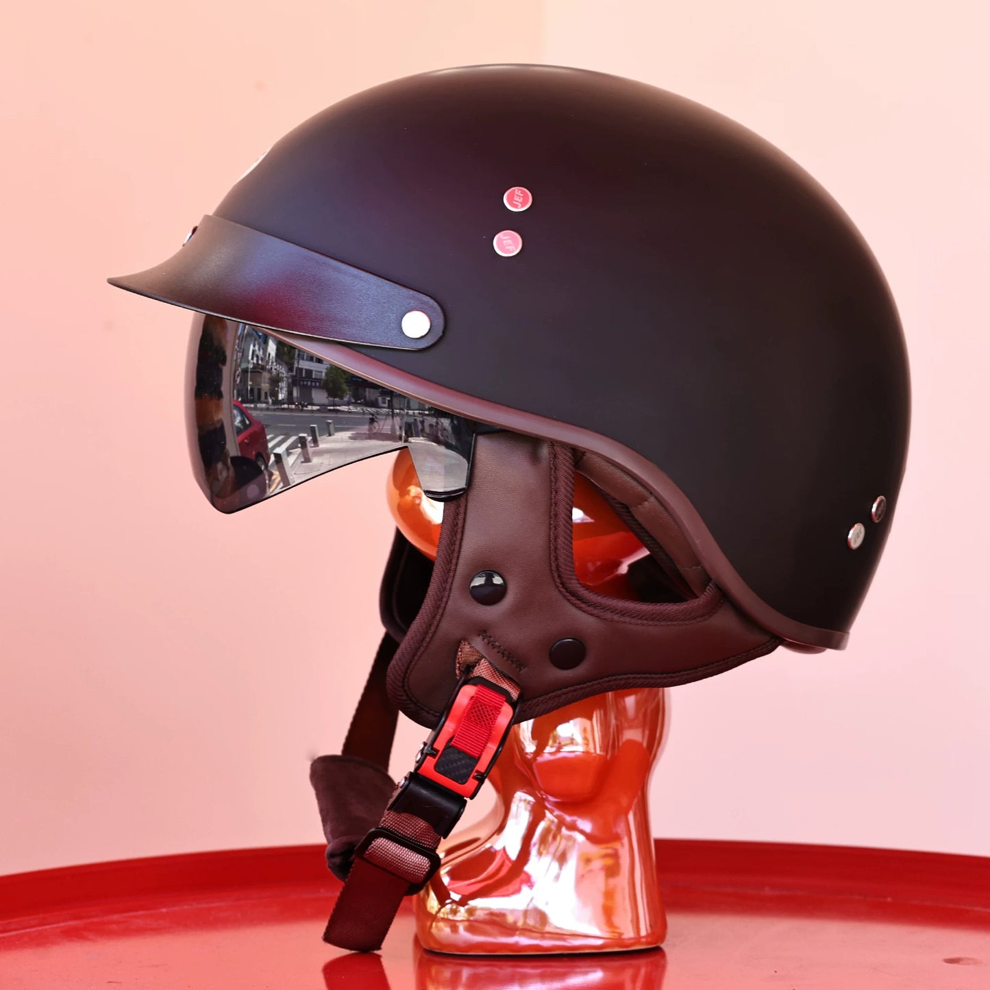 Taiwan JEF retro cruise locomotive helmet men's and women's electric motorcycle 3C four-season half helmet Japanese pedal scoop helmet