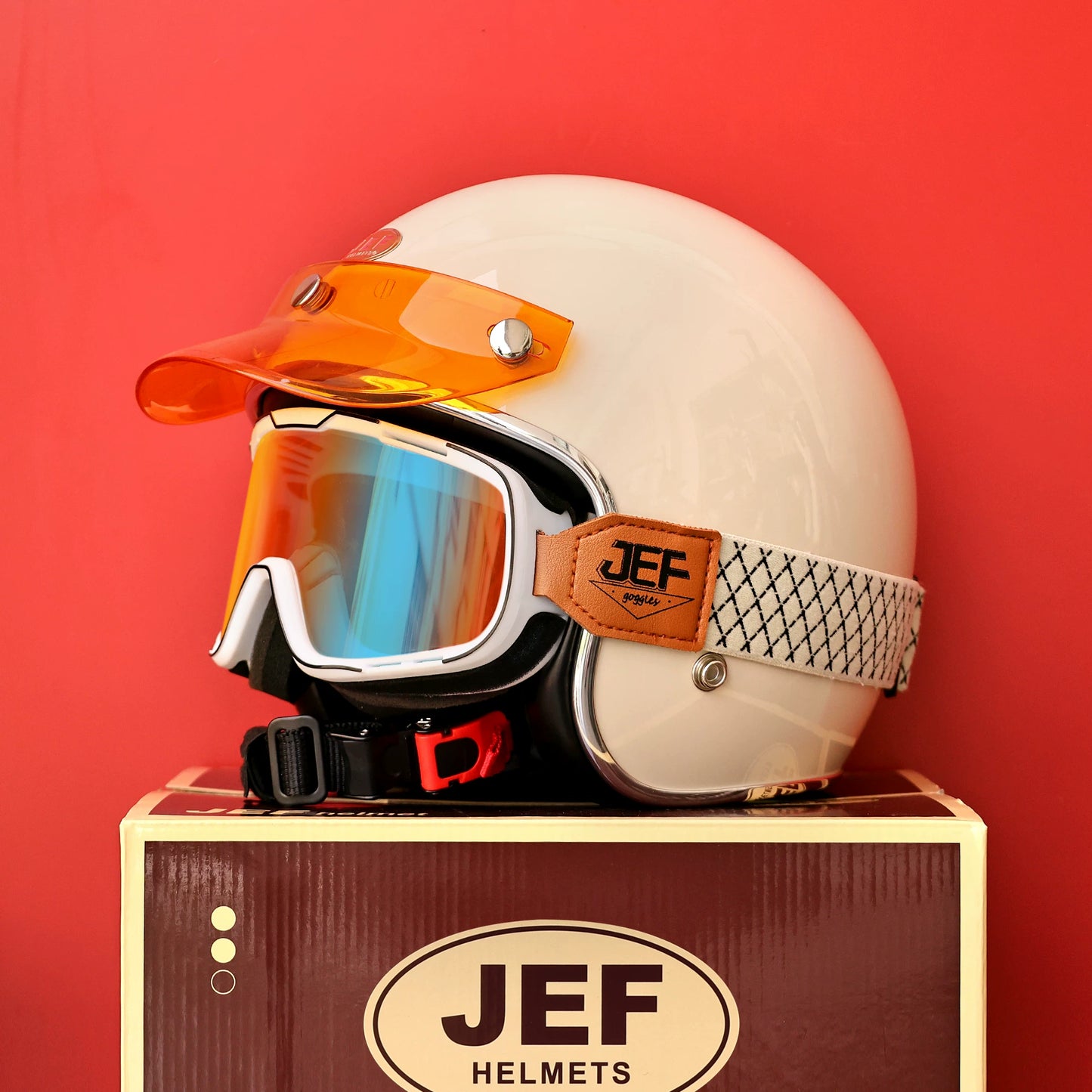 Taiwan JEF retro helmet scooter motorcycle 3/4 half helmet men's and women's four seasons cruise electric car hard hat 3C