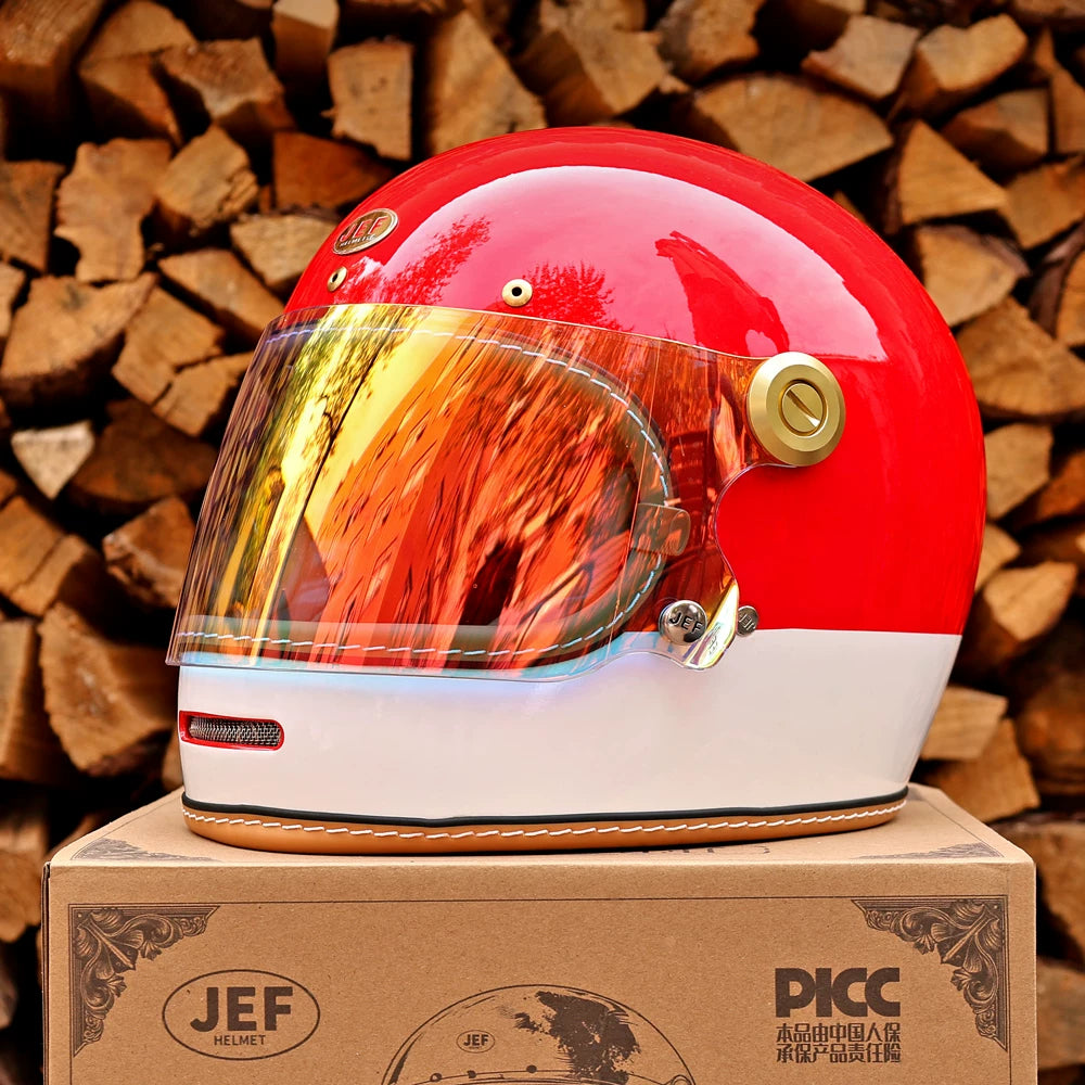 Taiwan JEF motorcycle helmet retro full helmet 3C men's and women's pedal Lego cap-covered locomotive cruising four seasons helmet