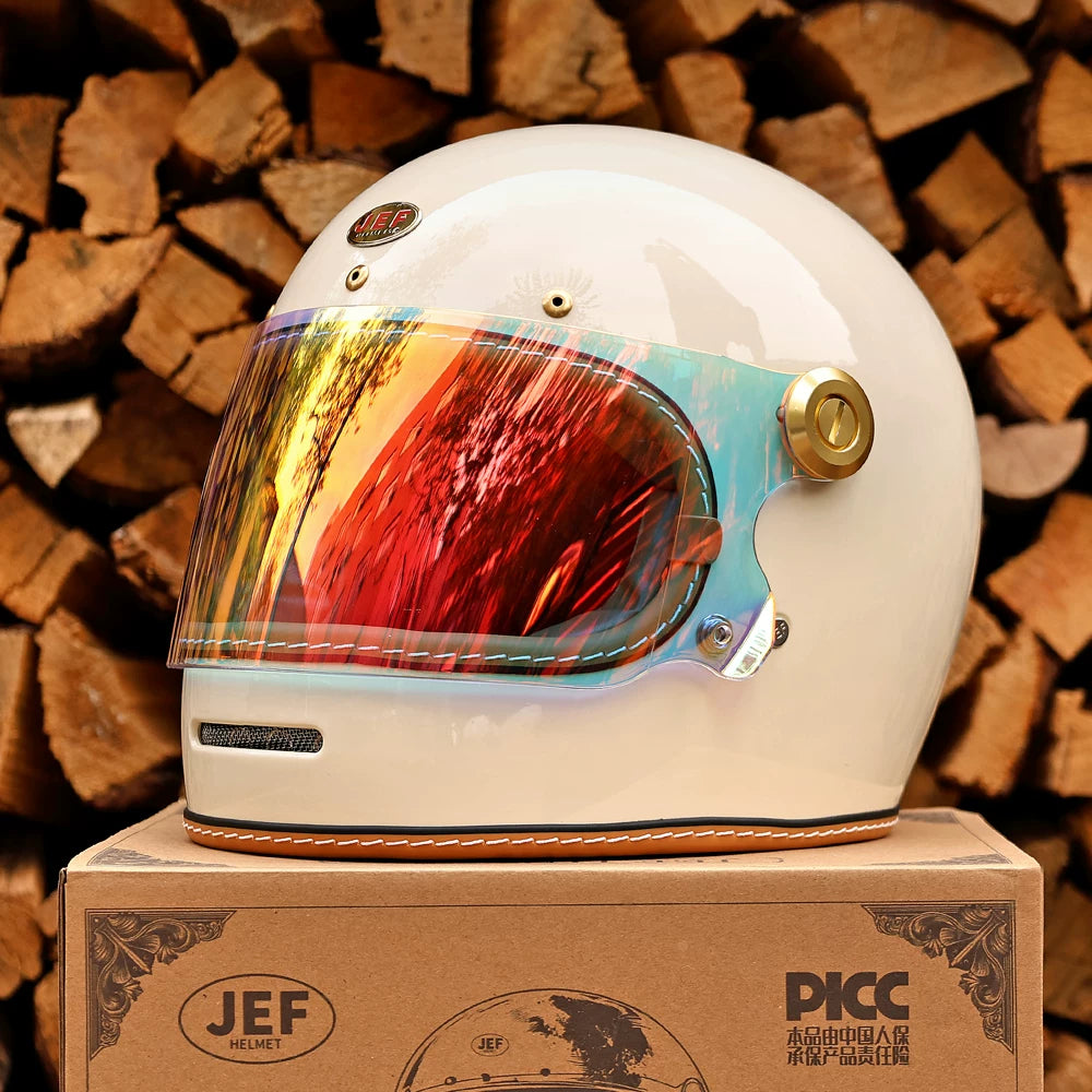 Taiwan JEF motorcycle helmet retro full helmet 3C men's and women's pedal Lego cap-covered locomotive cruising four seasons helmet
