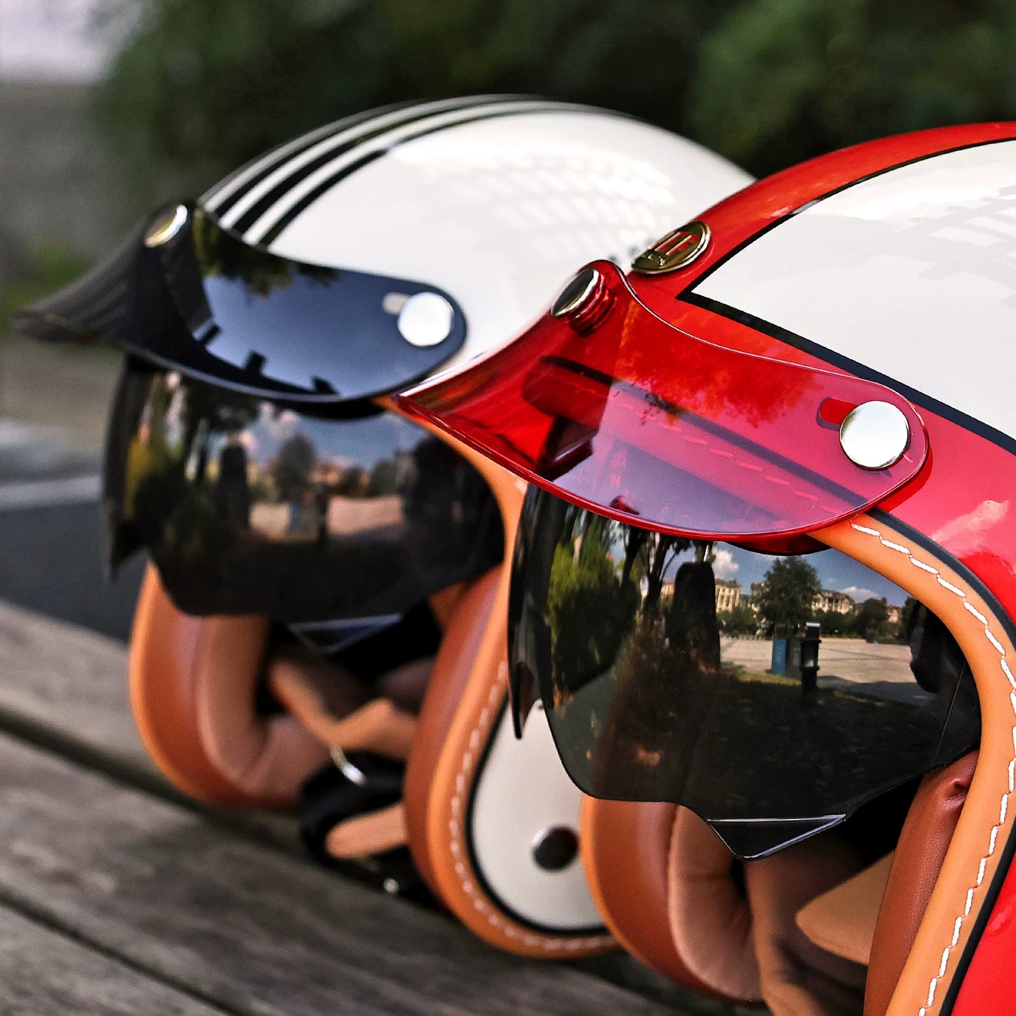 Taiwan JEF retro helmet half helmet brim three-button adjustable tongue sunshade three-quarters helmet decoration