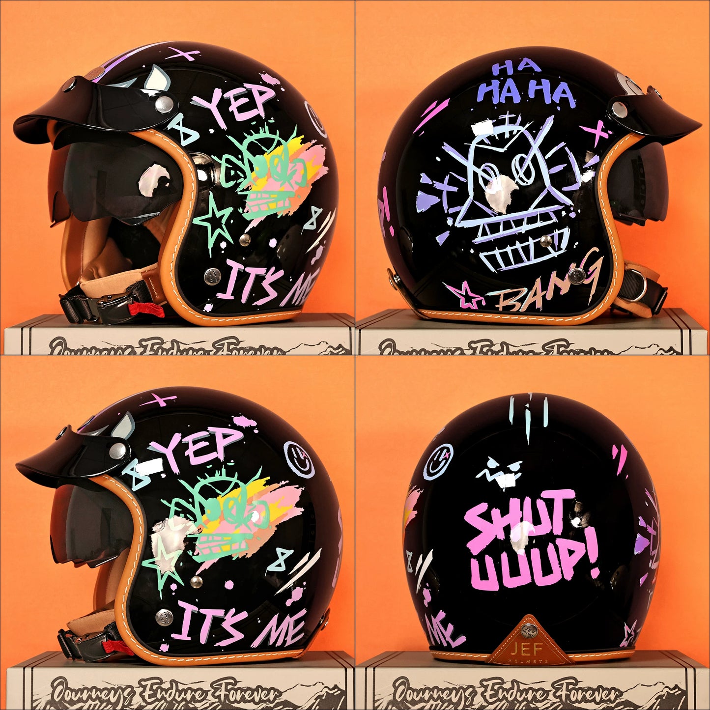 Taiwan JEF motorcycle retro helmet endoscope film men and women four seasons electric motorcycle half helmet pedal three-quarters helmet autumn