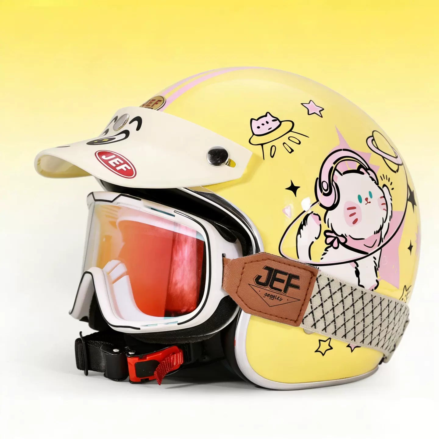 Taiwan JEF retro small helmet body electric pedal motorcycle helmet men and women spring and summer commuting three-quarter helmet