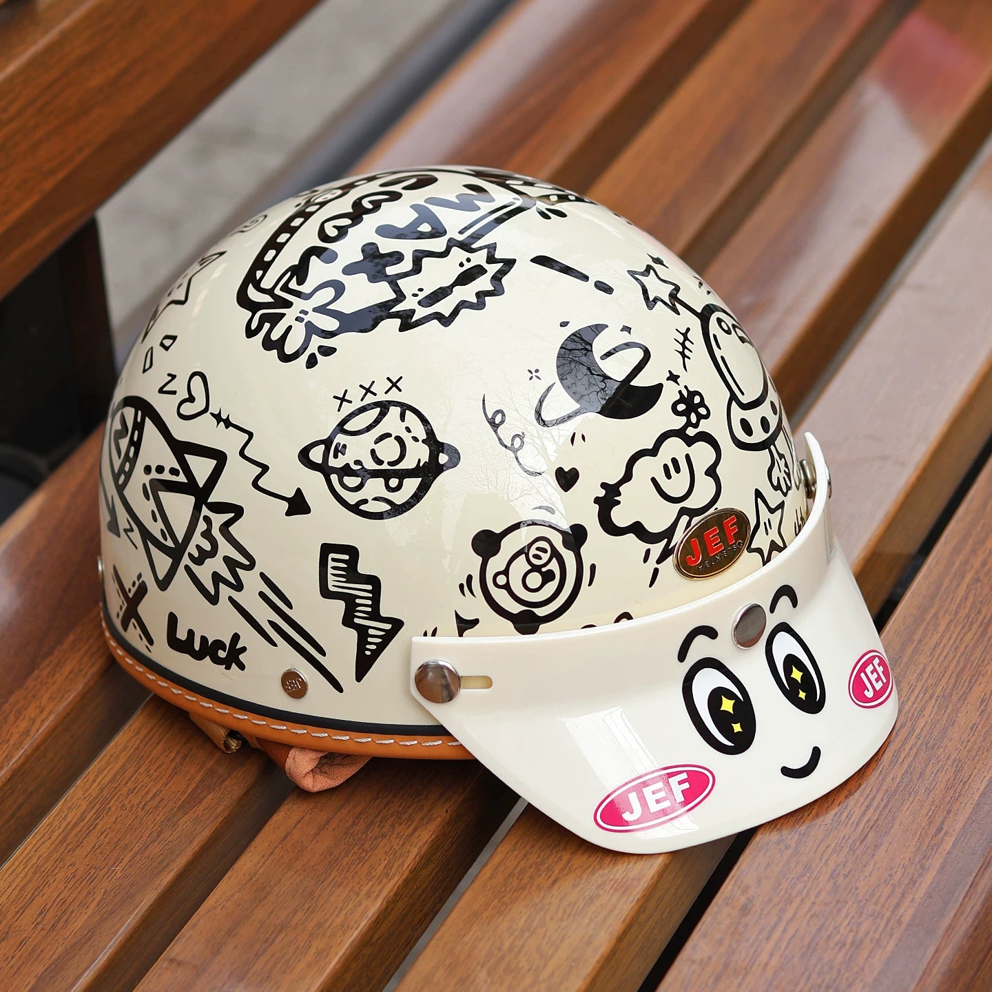 Taiwan JEF motorcycle helmet retro cruise locomotive men and women electric vehicle pedal half helmet summer 3C scoop helmet