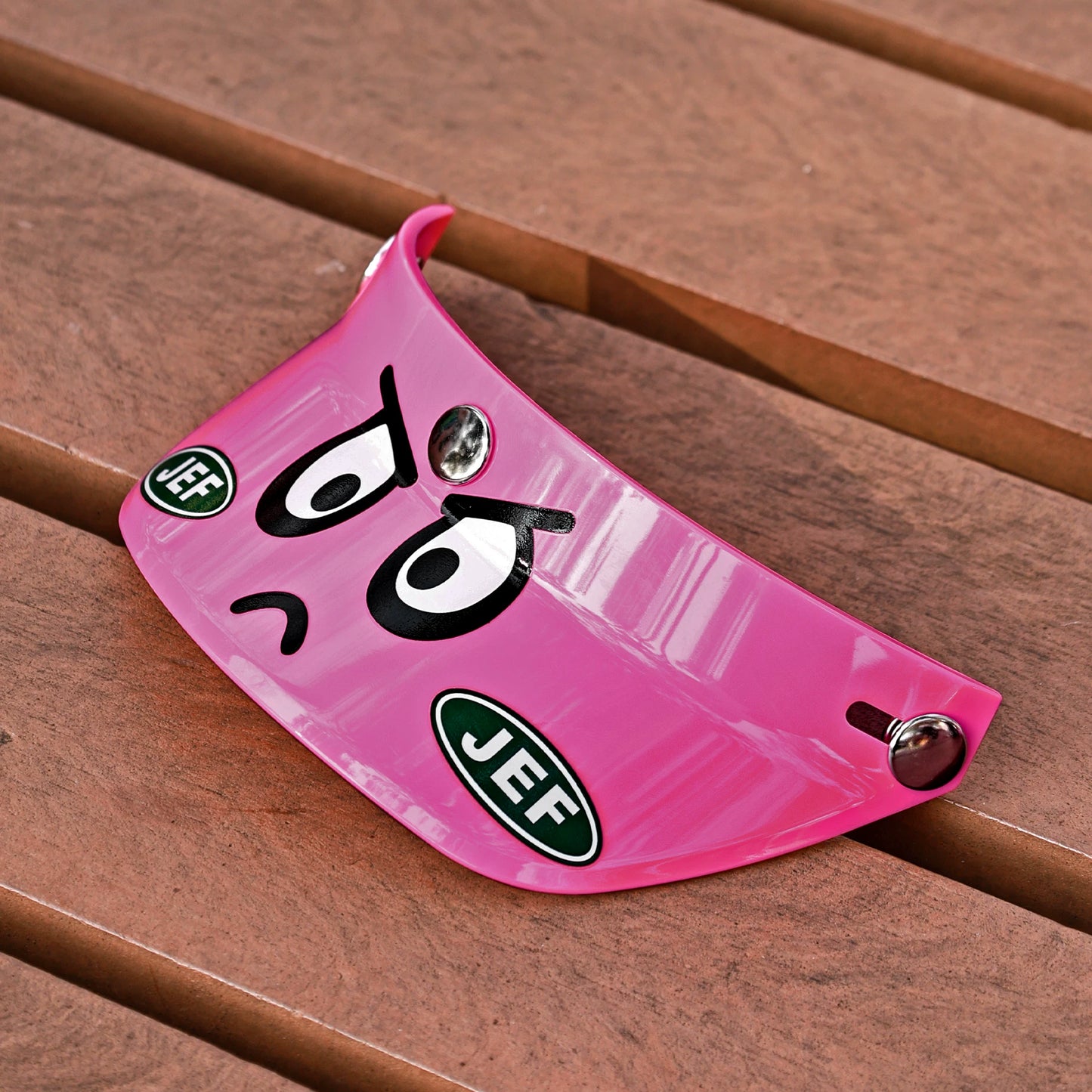 Taiwan JEF retro locomotive half helmet 3/4 helmet tongue cartoon smiley face visor pink big-eyed boy helmet brim