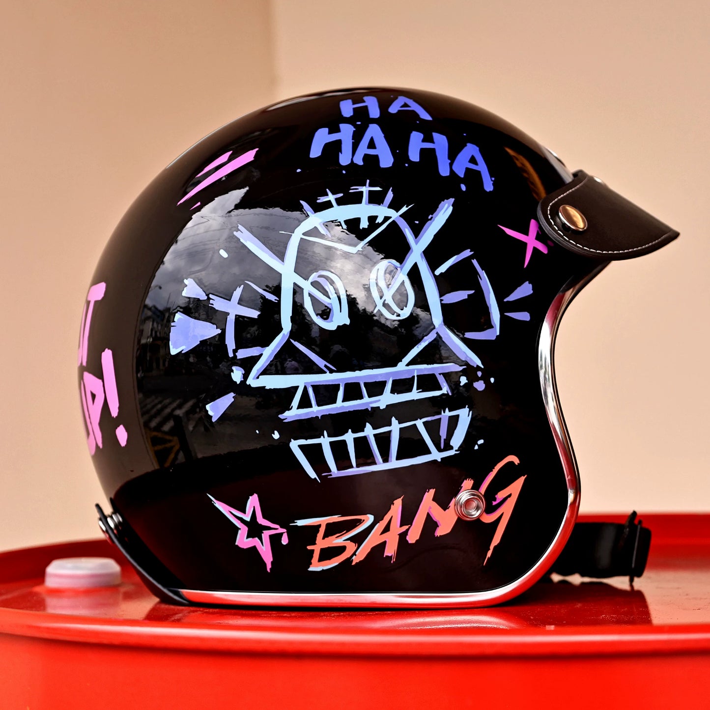 Taiwan JEF motorcycle helmet retro helmet graffiti three-quarter half helmet 3C male motorcycle travel commuter four seasons helmet female