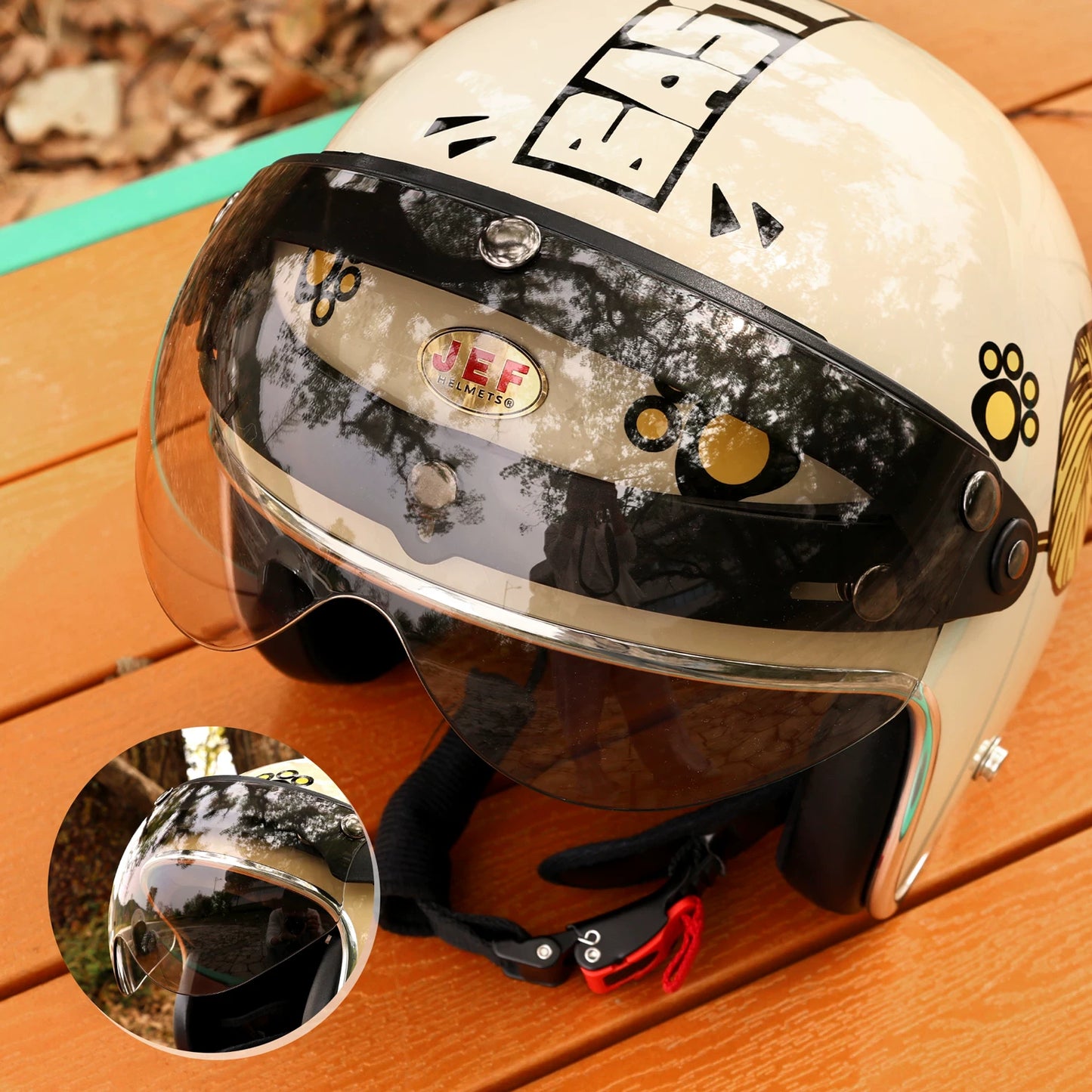 Taiwan JEF helmet, goggles, pilot W mirror, three-button lens, sun protection, UV protection, UV protection, enhanced wear resistance