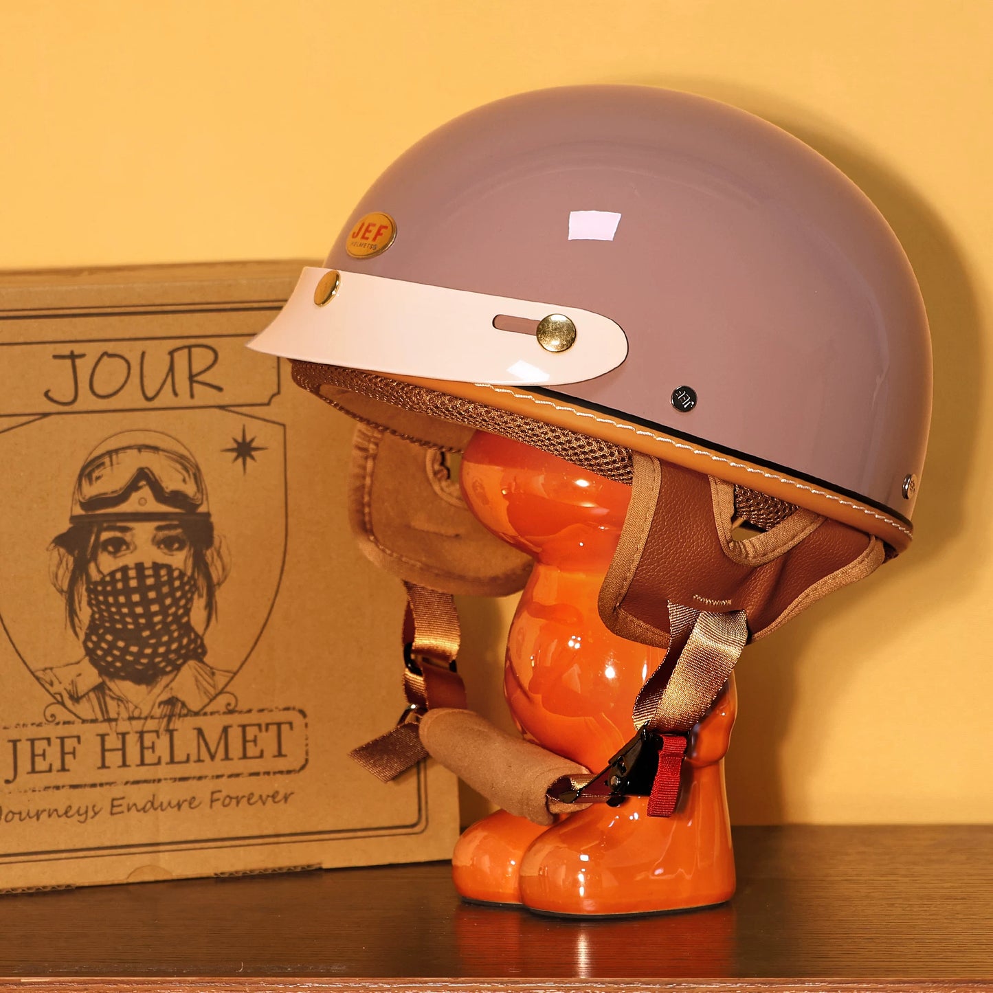 Taiwan JEF helmet retro half helmet pedal motorcycle electric lightweight 3C helmet summer men's and women's helmet