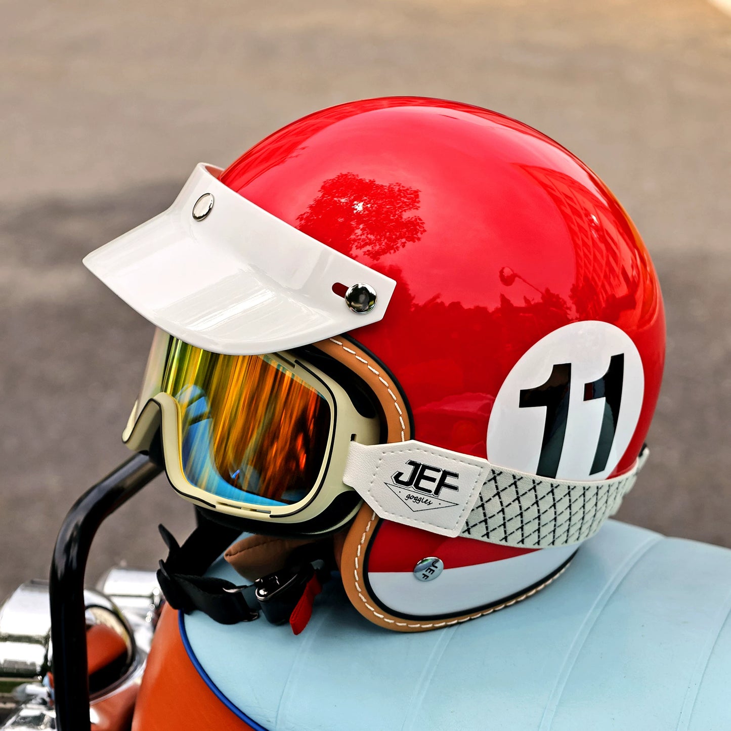 Taiwan JEF retro helmet female cruise motorcycle half helmet male personality 3C summer cool lining 3/4 helmet four seasons