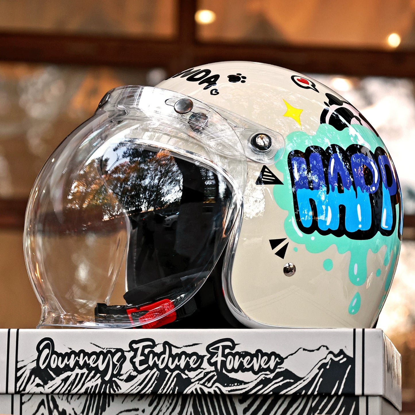 Taiwan JEF retro pedal motorcycle helmet 3C men's and women's winter warm three-quarters helmet cute four-season helmet